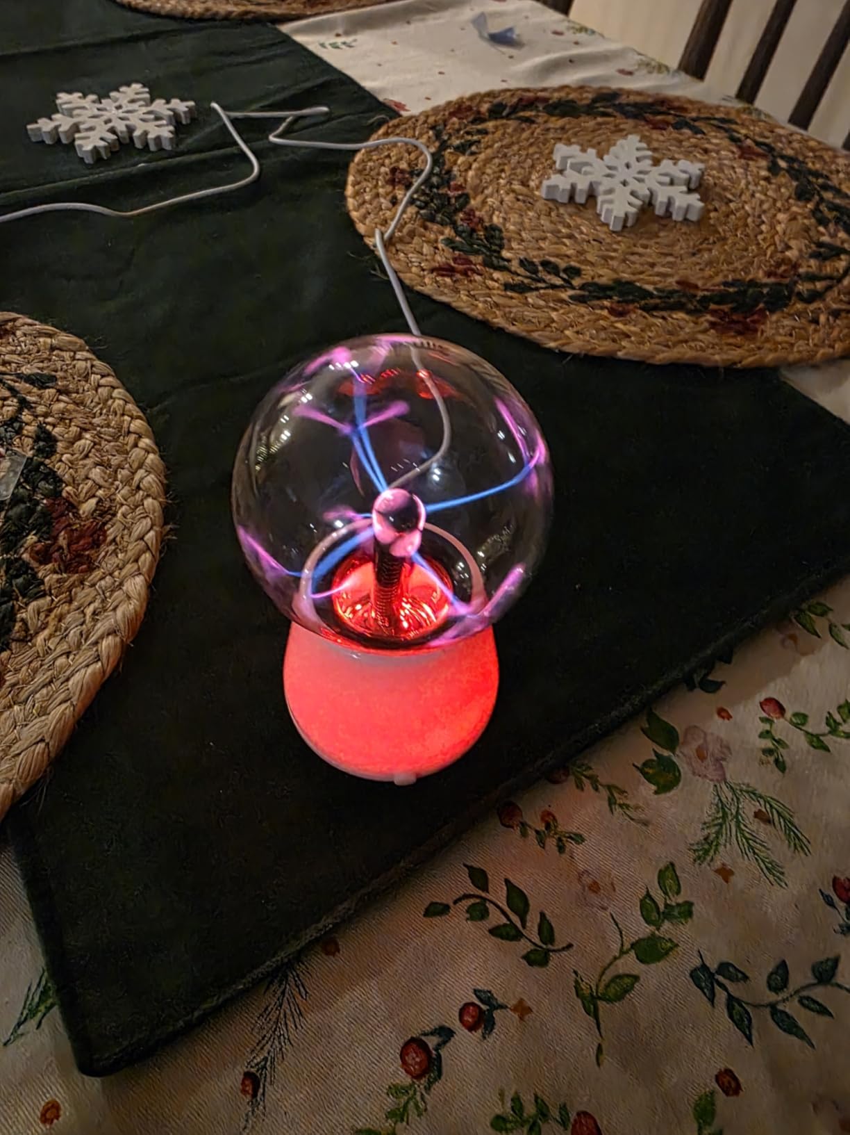 Plasma Ball Lamp 3-Inch, Touch Reactive Lightning Globe, USB-C Powered Electric Plasma Ball, 7-Color LED Base Night Light, Interactive STEM Science Toy, Desk Decor Gift customer photo 1