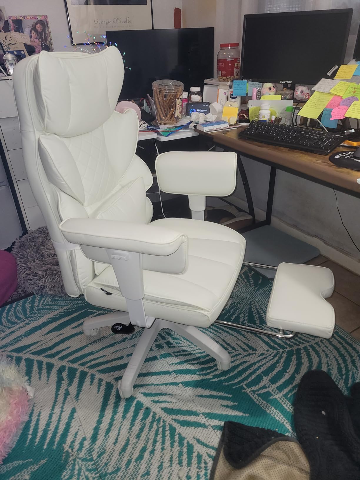 Dowinx Big and Tall Office Chair with Pocket Spring Cushion,High Back Computer Gaming Chairs with Adjustable Armrests,Executive Desk Chairs with Lumbar Support and Footrest,Cloth-Black customer photo 2