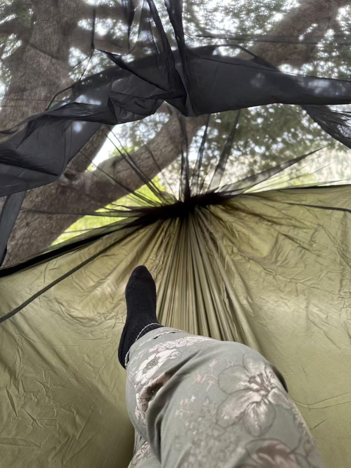 Sunyear Camping Hammock Tent - Portable Hammocks with Mosquito Net (Single/Double, 500lbs Capacity) - Spacious & Anti-Rollover Design with 2 Tree Straps for Hiking, Backpacking, Indoor/Outdoor Use customer photo 1