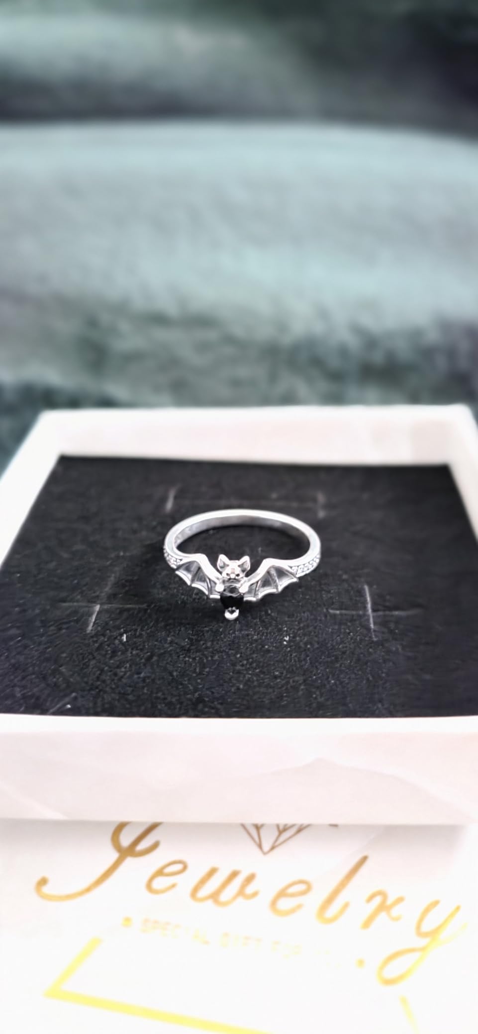 Gothic Bat Ring 925 Sterling Silver for Women - Halloween Jewelry Gifts for Dark Fashion Lovers customer photo 2