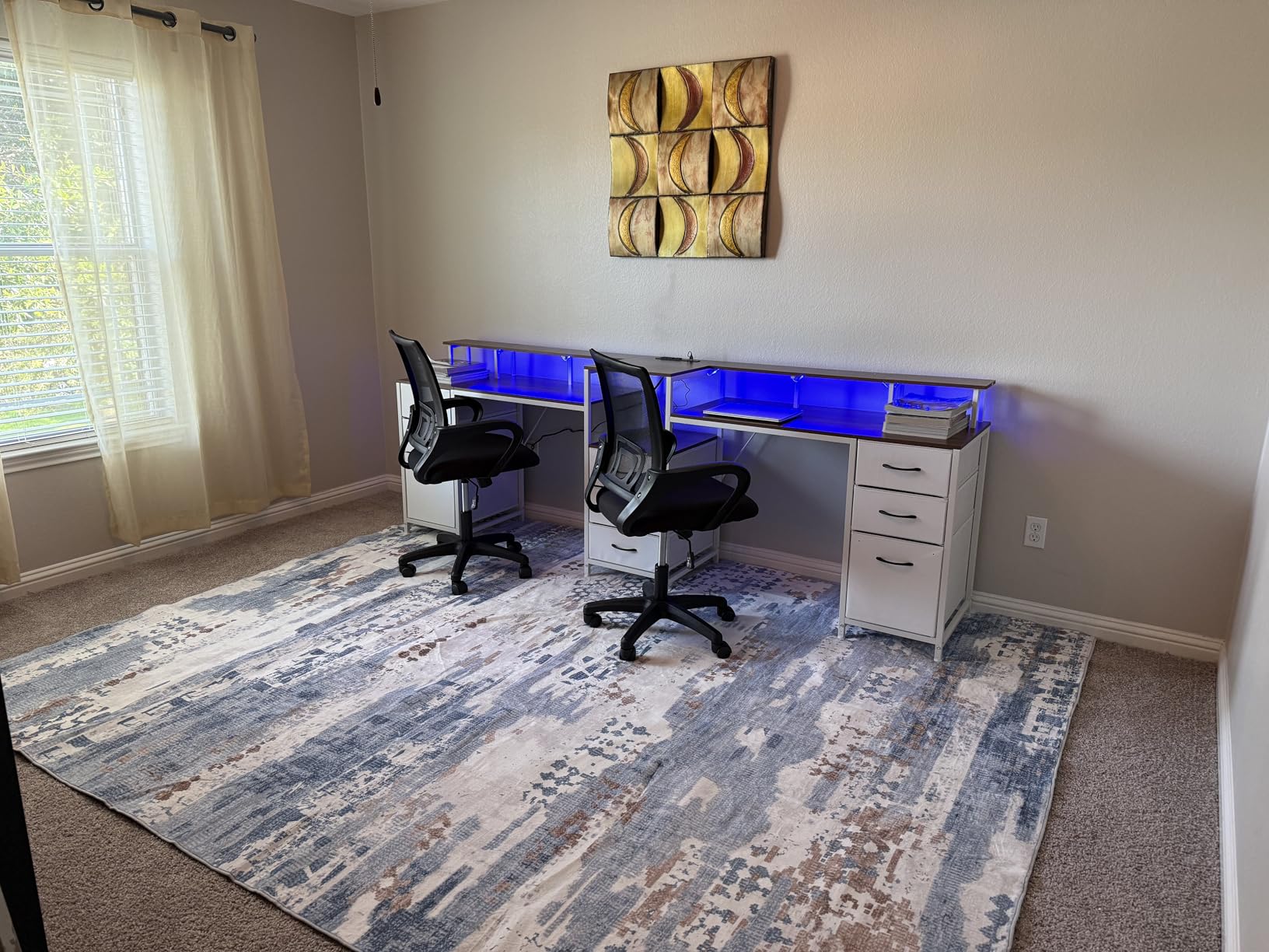 98 Inch 2 Person Desk with 9 Drawers and Outlets for Home Office ＆ Gaming customer photo 2