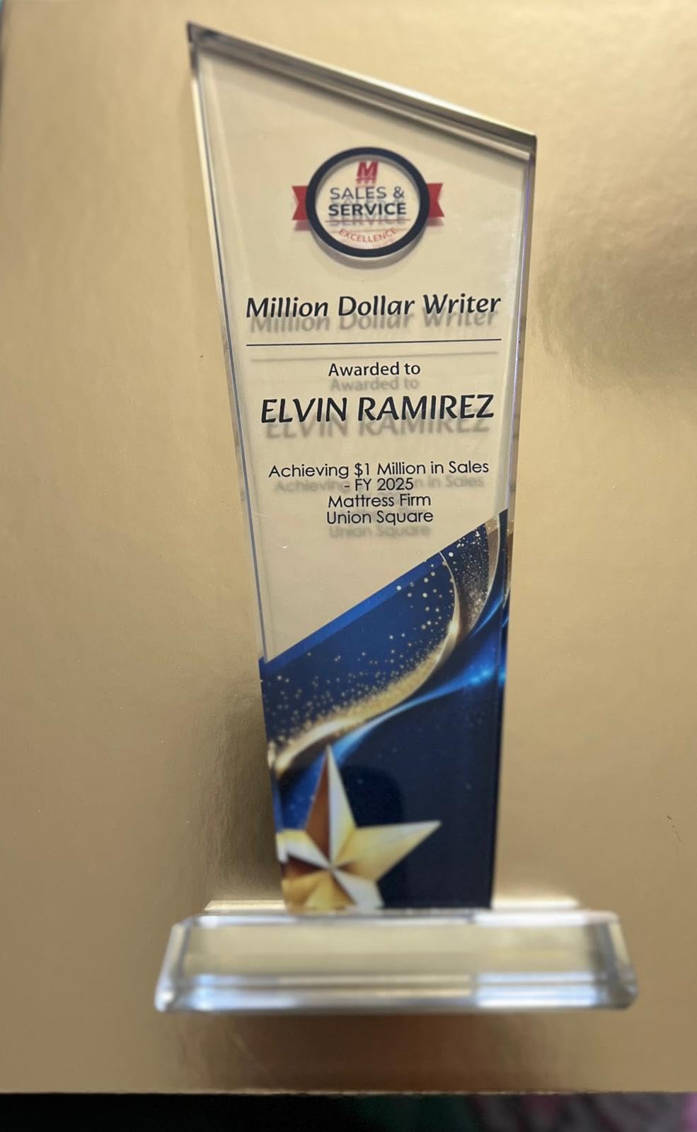 Personalized Crystal Trophy Award - Custom Plaque Award for Employee Recognition customer photo 2