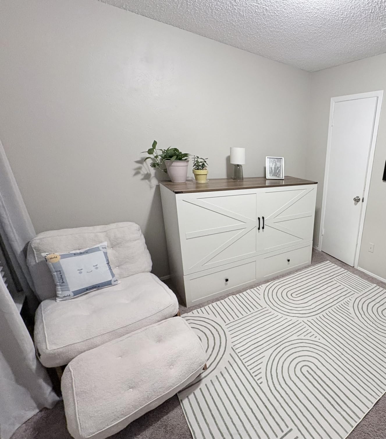 LUXOAK Queen Rustic Grey Murphy Bed with 6
