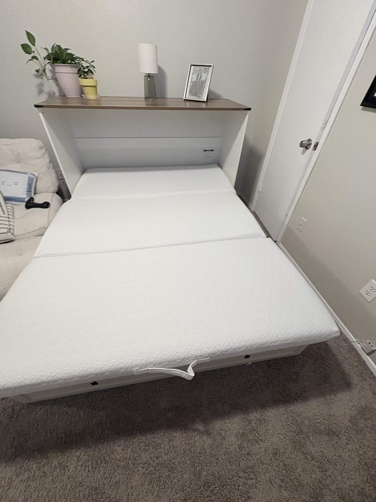 LUXOAK Queen Rustic Grey Murphy Bed with 6