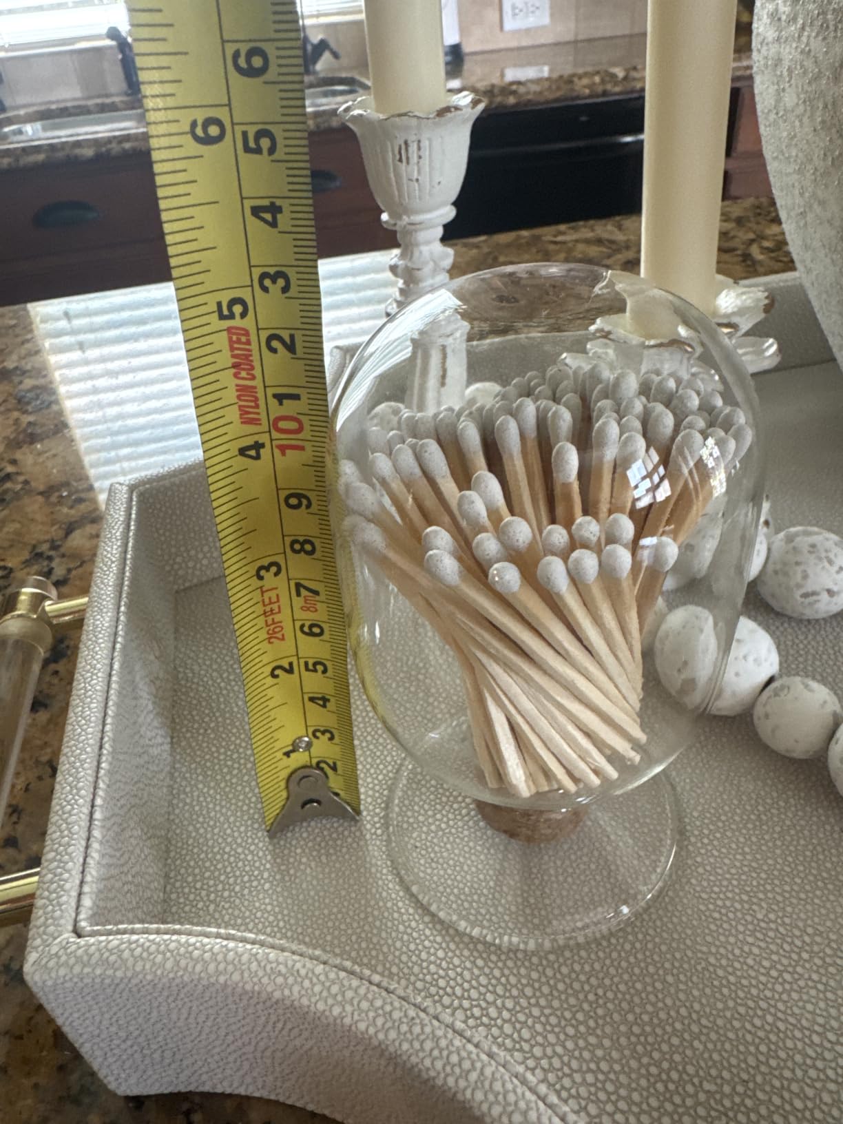 Includes Matches | Decorative Glass Matches Cloche | Bottle Jar Fireplace Candle Match Holder Gift Set customer photo 1