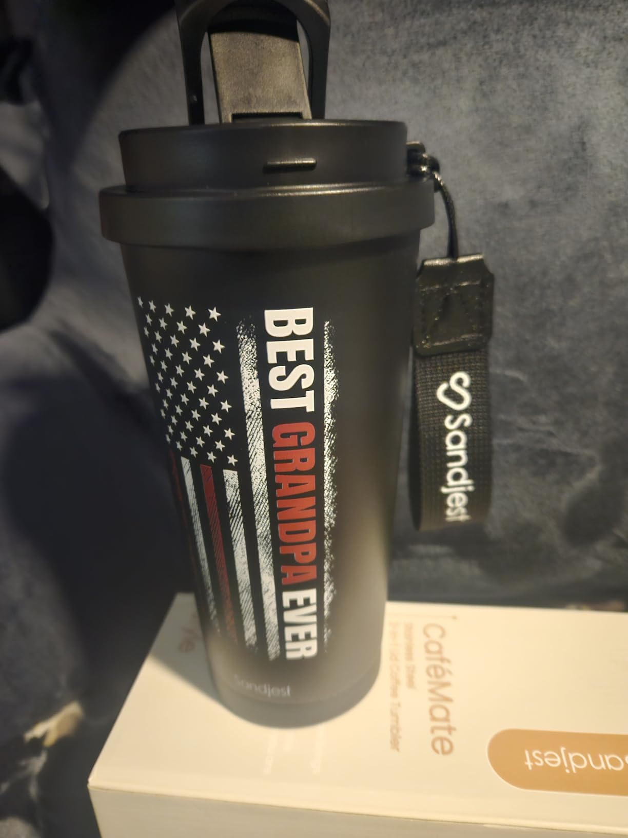 SANDJEST Bonus Dad Gift from Kids, Stainless Steel 2-in-1 Lid Coffee Tumbler 18 oz, Best Bonus Dad Ever Insulated Travel Mug for Men Stepfather Stepdad, Gift Idea for Birthday Christmas Fathers Day customer photo 2