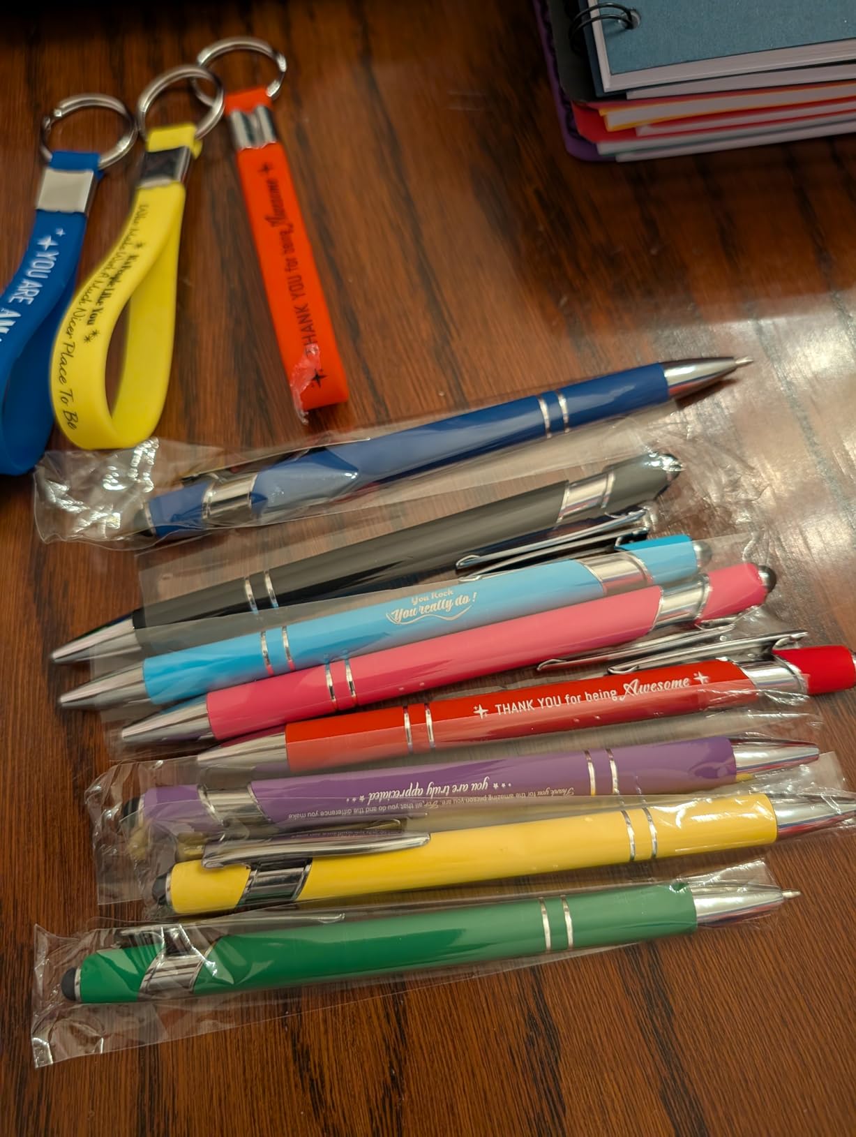 48 Pcs/8 Sets Employee Appreciation Gifts Bulk - Includes Thank You Gift Bags with Tissue Paper Notebooks Pens Cups Keychains - Thank You Gifts for Coworkers Teachers Staff Team Volunteers (Colorful) customer photo 2