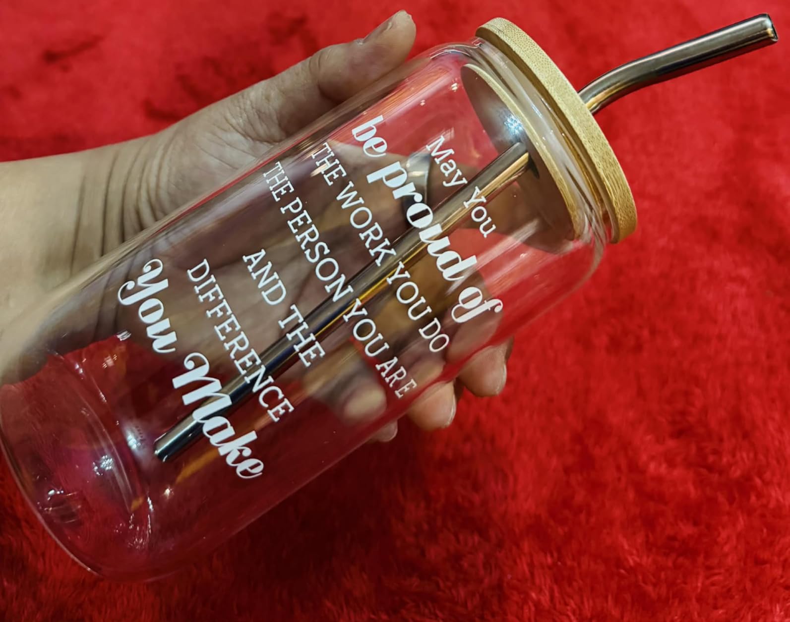 42 Pcs/6 Sets Employee Appreciation Gifts Bulk - Includes 16oz Glass Cups with Bamboo Lid, Positive Crochet, Inspirational Notebooks with Pens, Kraft Paper Gift Bags & Straw - Thank You Gifts for Coworkers, Teachers, Staff & Team customer photo 1