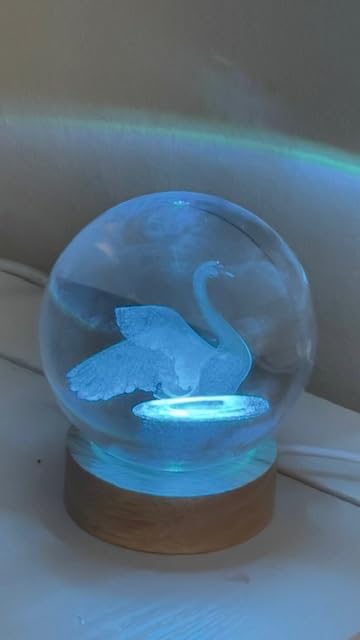 3D Snake Crystal Ball Lamp with Remote Control, 3.15 inch Cobra Crystal Night Light with Wooden Base 16 Colors Change customer photo 1