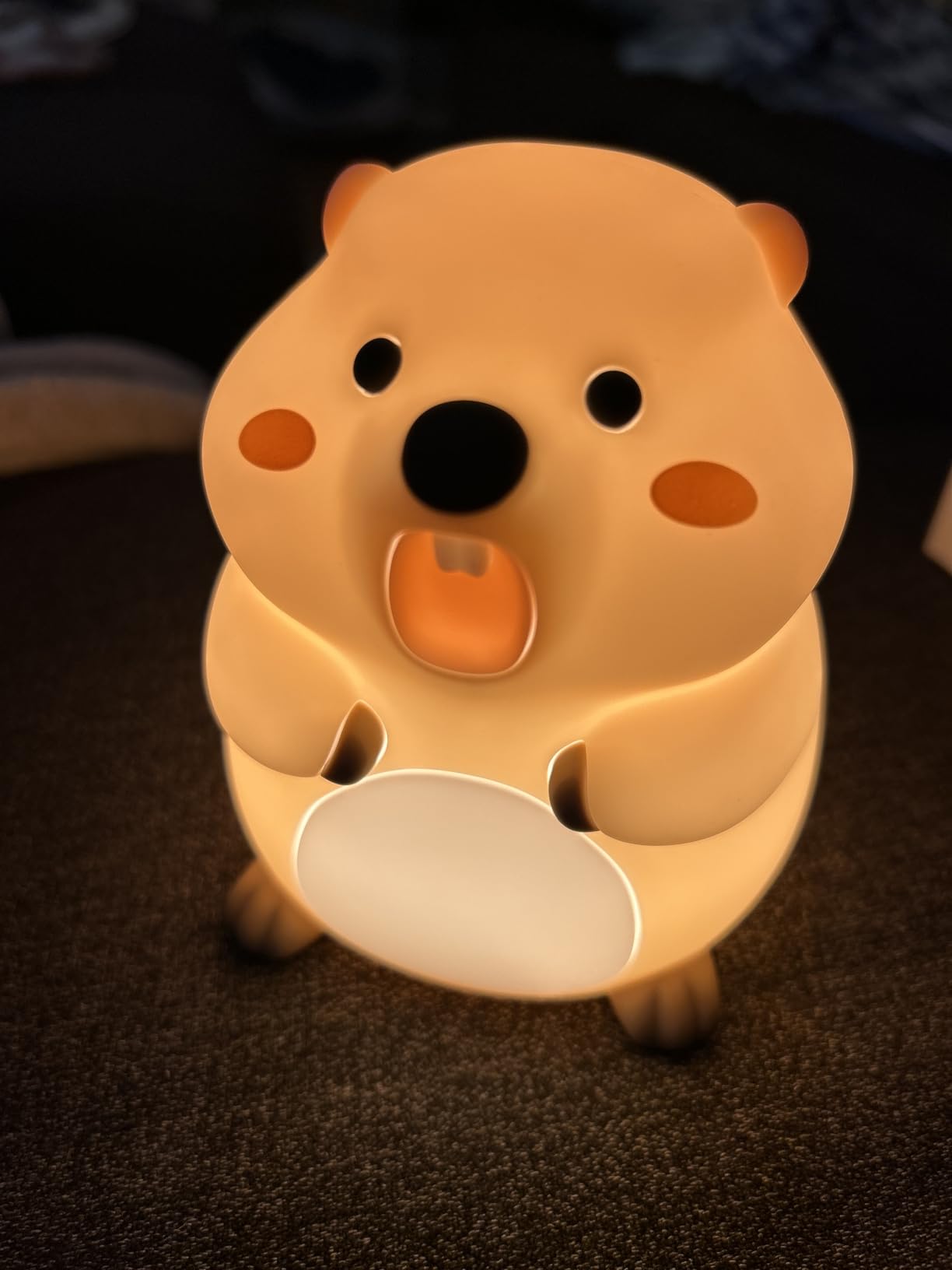 Cute Groundhog Night Light, Squishy Groundhog Novelty Animal Lamp, 3 Level Dimmable Nursery Nightlight with Timer, Food Grade Silicone Touch Night Light Fun Gifts for Kids Boys Girls Baby customer photo 2
