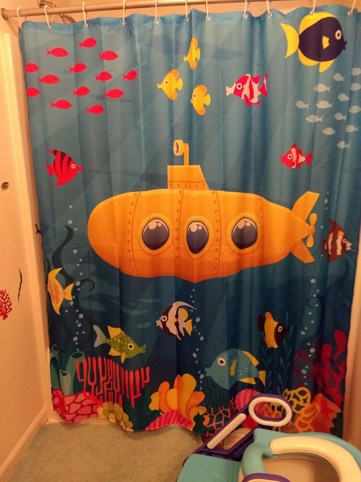 Whale Shark Shower Curtain Beach Ocean Coastal Blue Kids Bathroom Decor customer photo 1