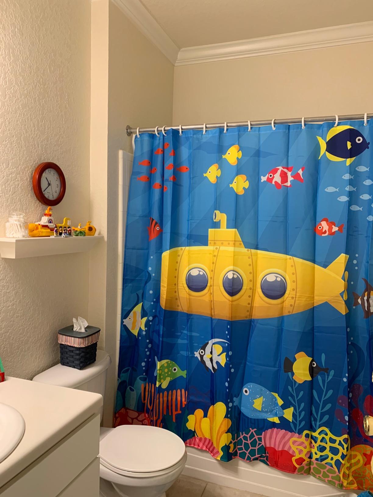 Whale Shark Shower Curtain Beach Ocean Coastal Blue Kids Bathroom Decor customer photo 2