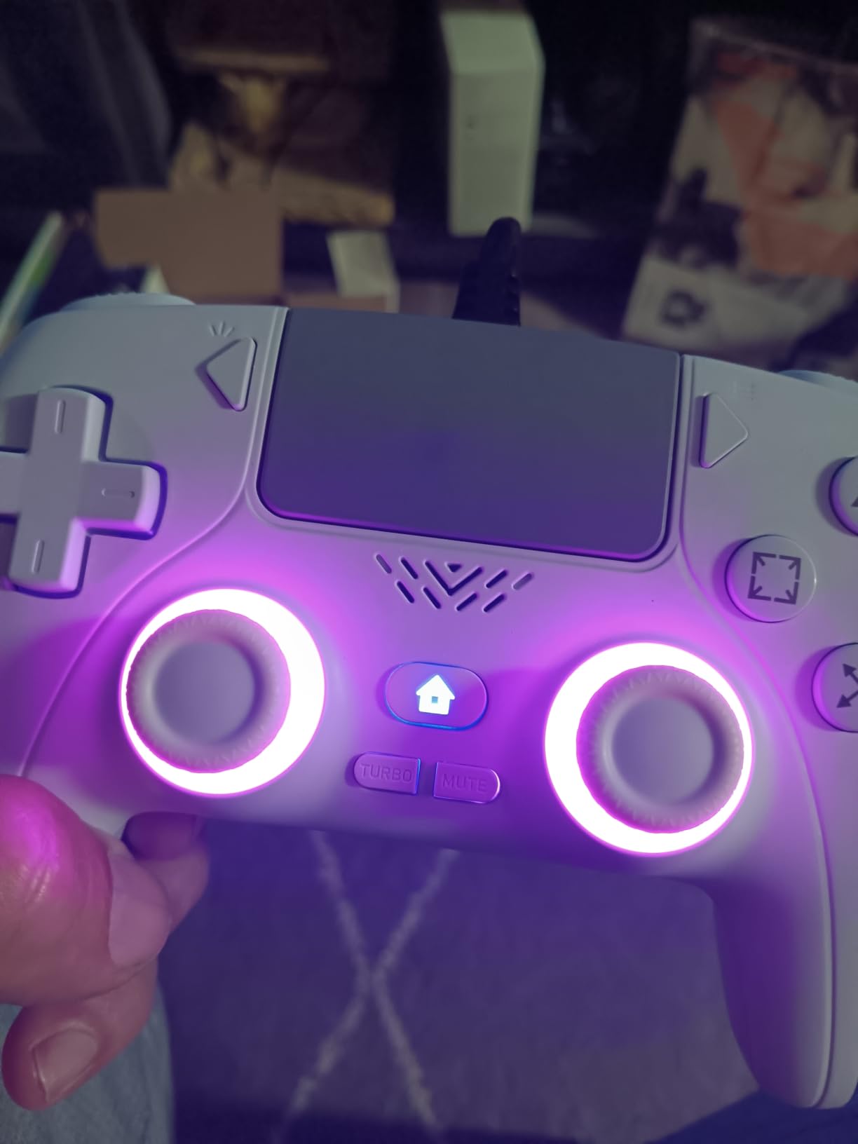 IWGAME Wireless Controller for PS-5/PC, Gamepad Built-in Mic with 2 Back Buttons Support Remap/Combo Functions,Hall Effect Trigger &Joysticks, Motion Control, 3.5mm Headphone Jack, Cool RGB Light(Blue) customer photo 1