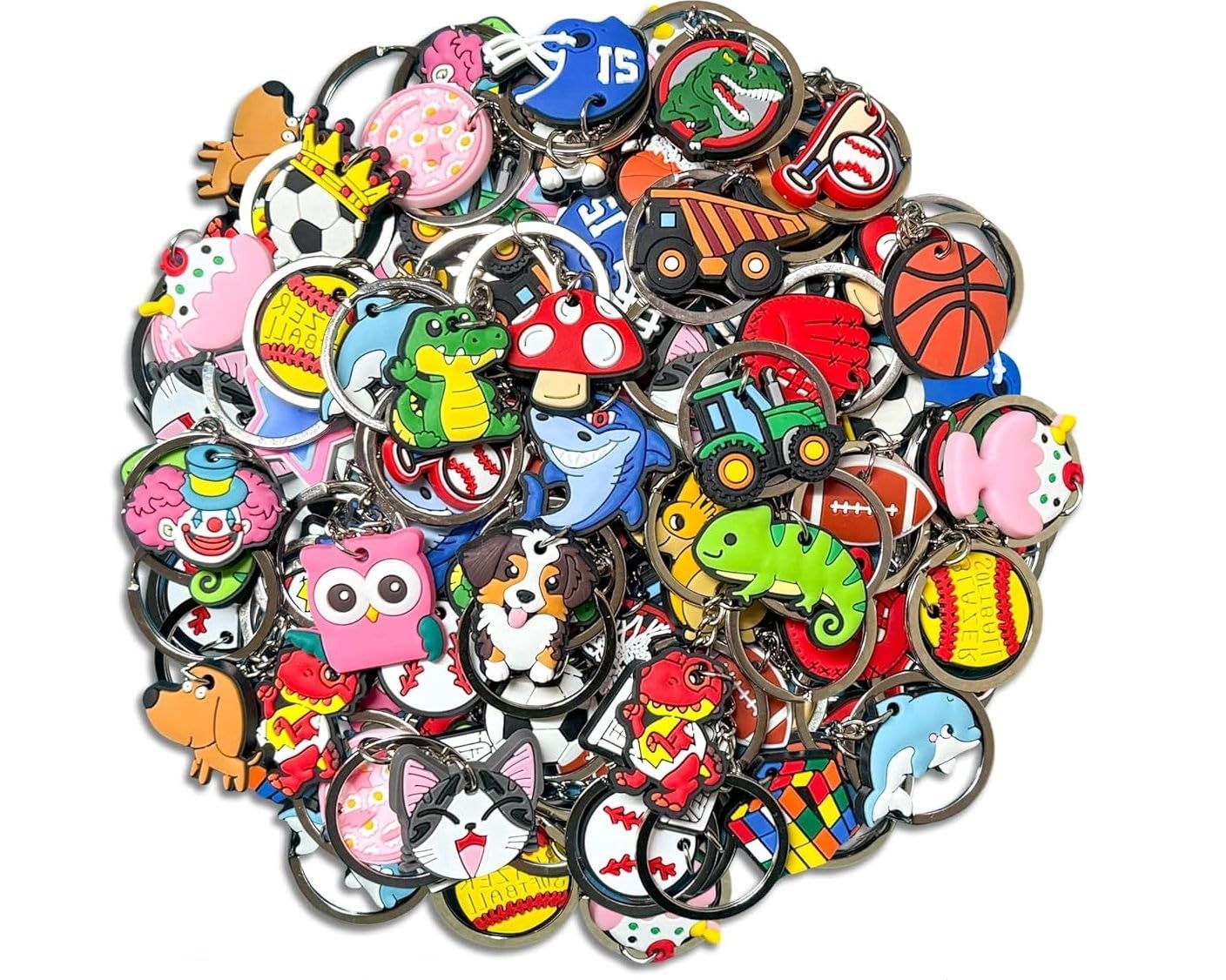 30PCS Random Cute Cartoon Keyring Bulk Pack Mystery Keychains for Prizes Incentives customer photo 2
