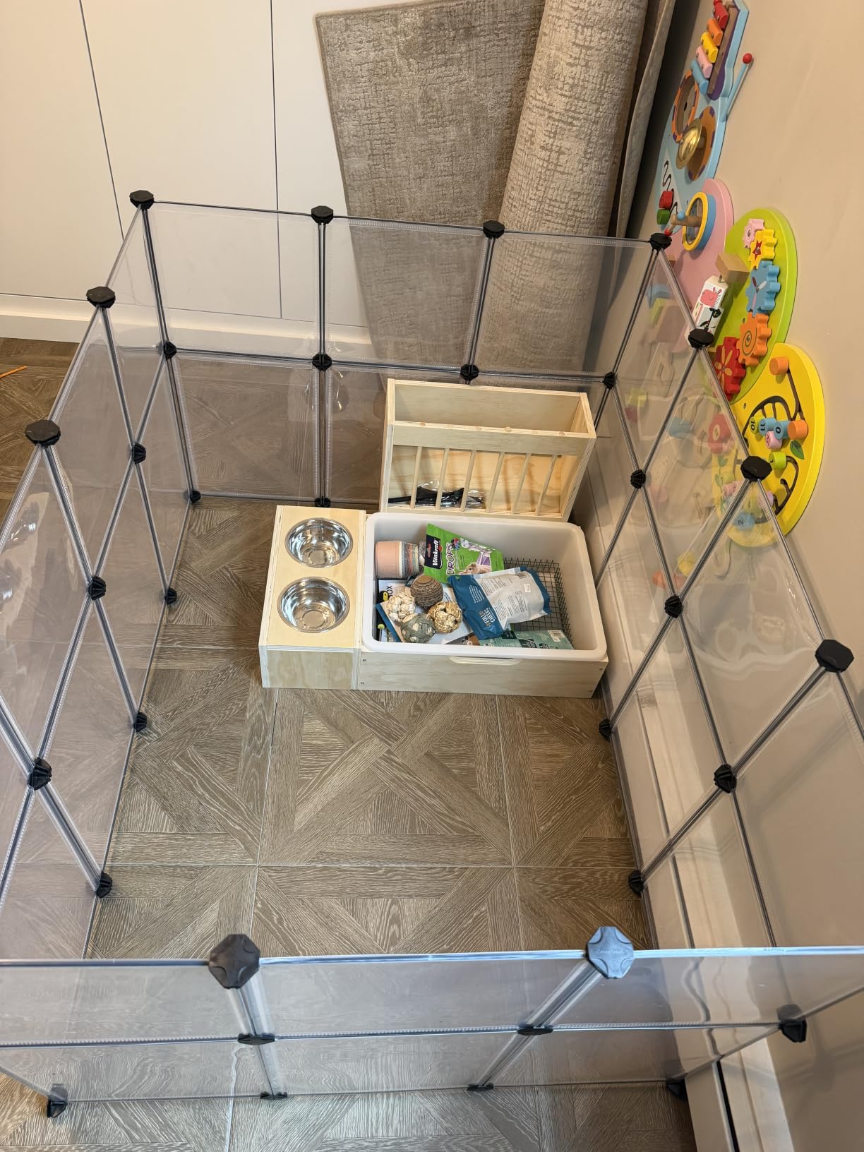 SONGMICS 2-Tier Guinea Pig Cage, Rabbit Cage, Small Animal Playpen with Waterproof Mat, Top and Side Door, 35 Panels, 36.6 x 24.8 x 24.2 Inches, Ink Black ULPI016BH01 customer photo 2