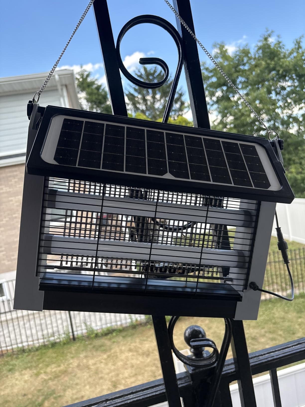 Solar Bug Zapper Outdoor and Indoor, Solar Dual‑Panel Panel with Auto Mode, USB Rechargeable Cordless Fly Traps, 4500V Electric Mosquito Killer for Patio, Backyard, Garden, Camping customer photo 2