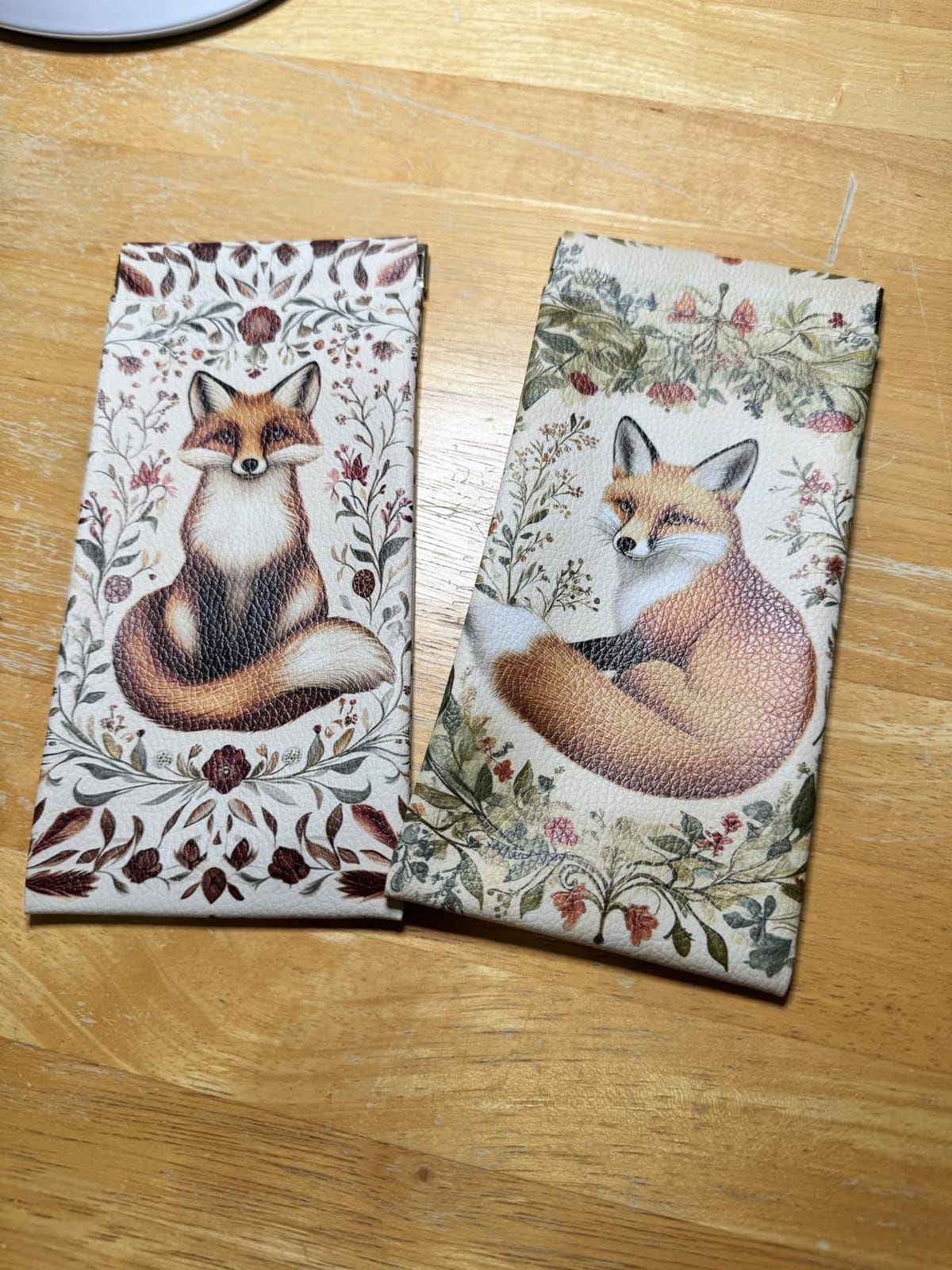 Eyeglass Case,Squeeze Top PU Leather Glasses Case Soft Sunglass Pouch Portable Glasses Bag,Vintage Boho Floral Fox Eye Glass Casas for Women Men Teacher Student 3.5x7inch customer photo 1