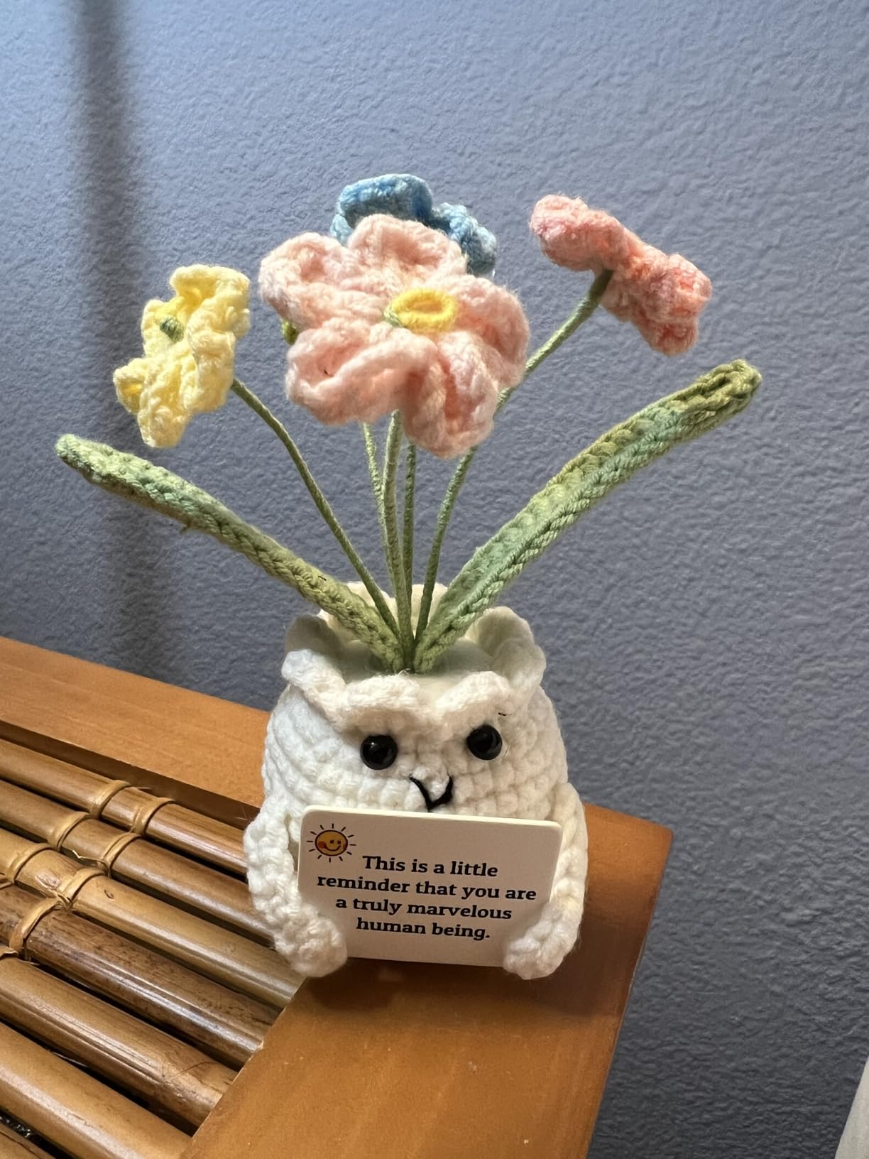 Crochet Forget Me Not Flower Gift – Thank You Gift for Women with Card “Never Forget the Difference You Make”, Appreciation Gift for Teacher, Coworker, Nurse, Friend, Cute Desk Decor customer photo 2