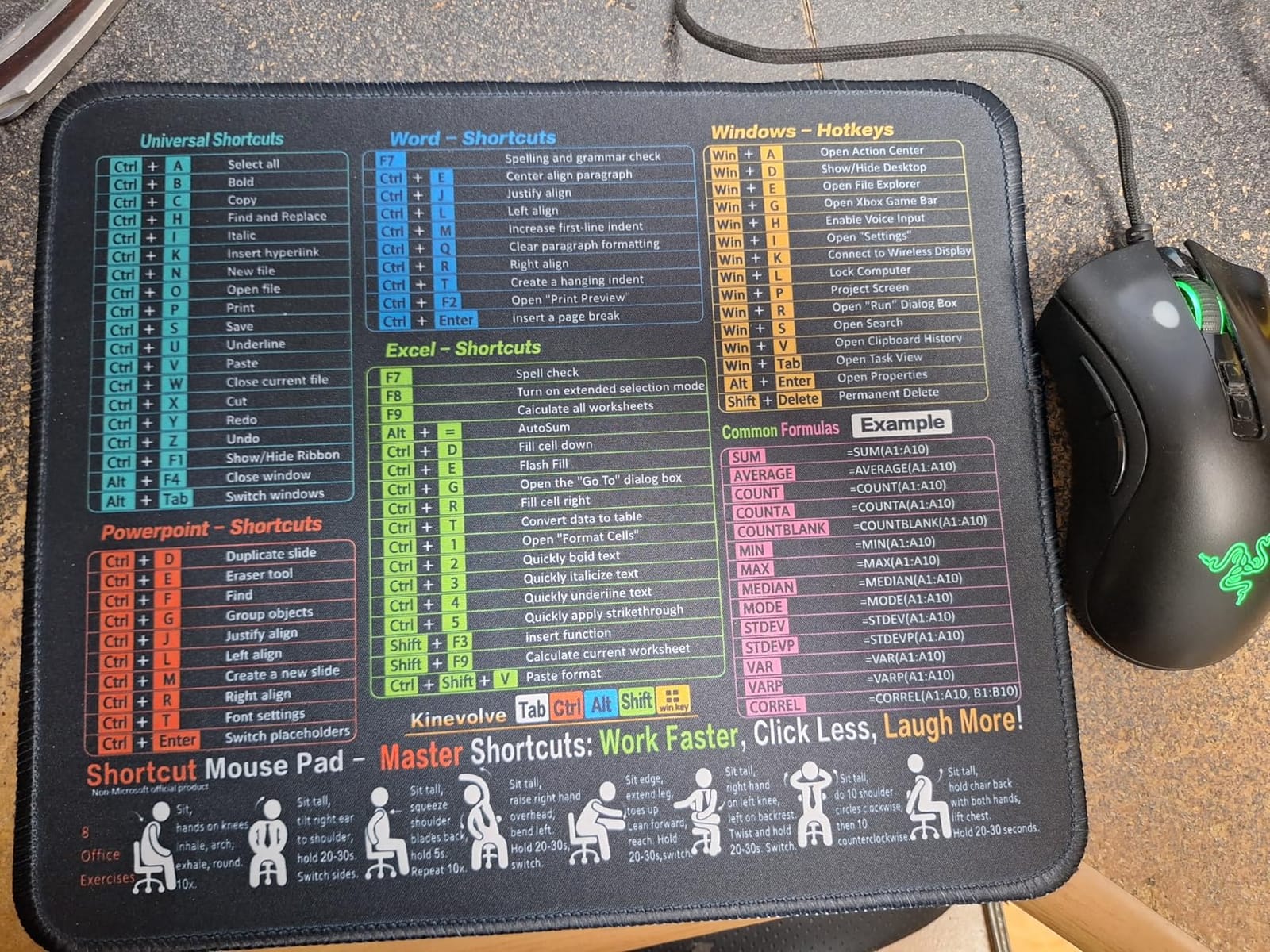 Mouse Pad for Excel/Word/PowerPoint/Windows Shortcuts, 31.5x11.8 Large XL Desk Mat, Excel Cheat Sheet Desk Pad customer photo 2