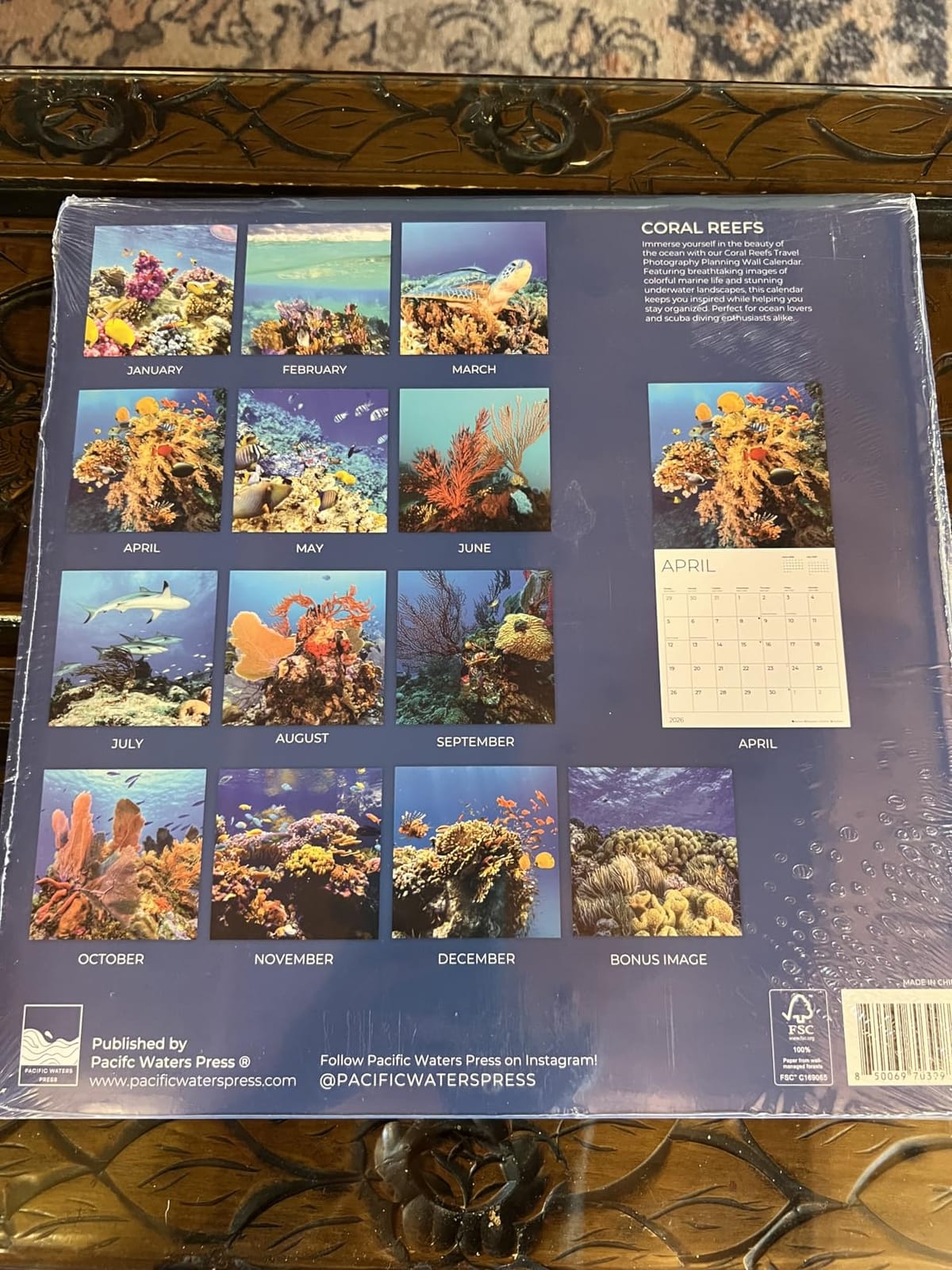 Coral Reefs 2027 Wall Calendar, 12 x 24 Hanging Pacific Waters Press | Nature and sea animal wall calendar with spacious monthly grids, holidays, and beautiful full-color artwork customer photo 2