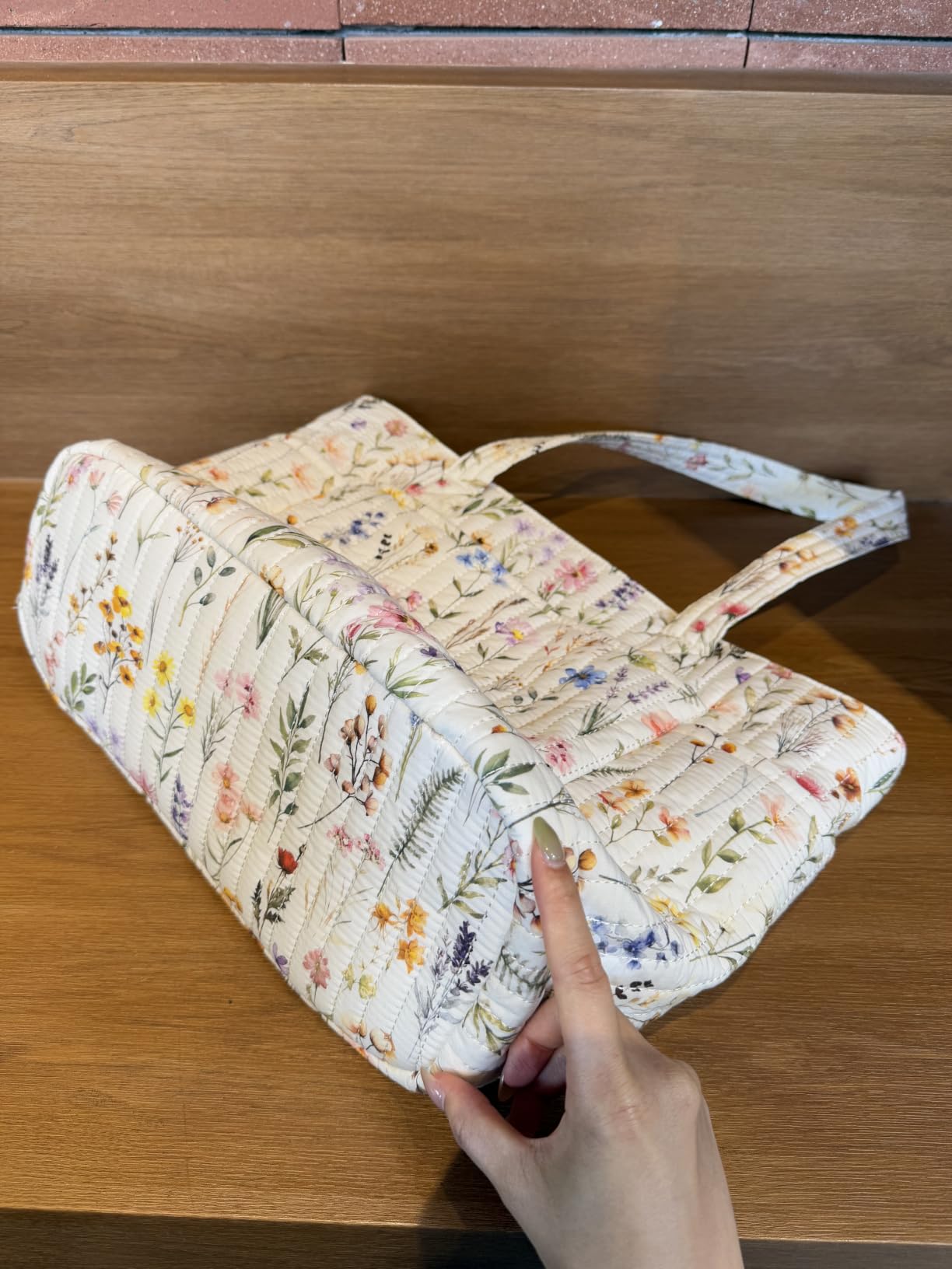 Quilted Tote Bag for Women Teacher Nurse Cotton Laptop Work Tote customer photo 1