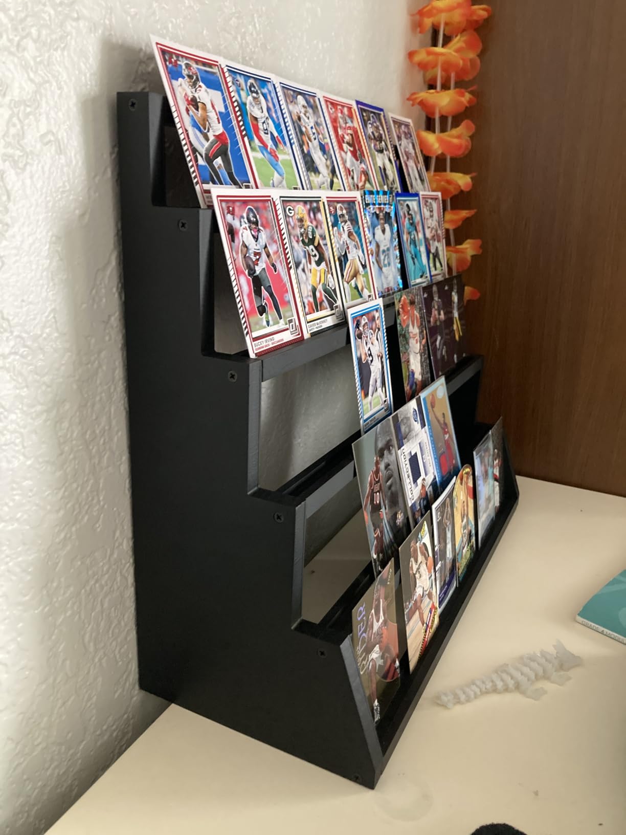 5 Tier Wooden Card Display Stand Holds 20-25 PSA BGS SGC Graded Sports Card | Easy Assembly, Baseball Cards, Basketball Cards, Football Cards, Trading Cards, Graded Card Display Stand customer photo 1
