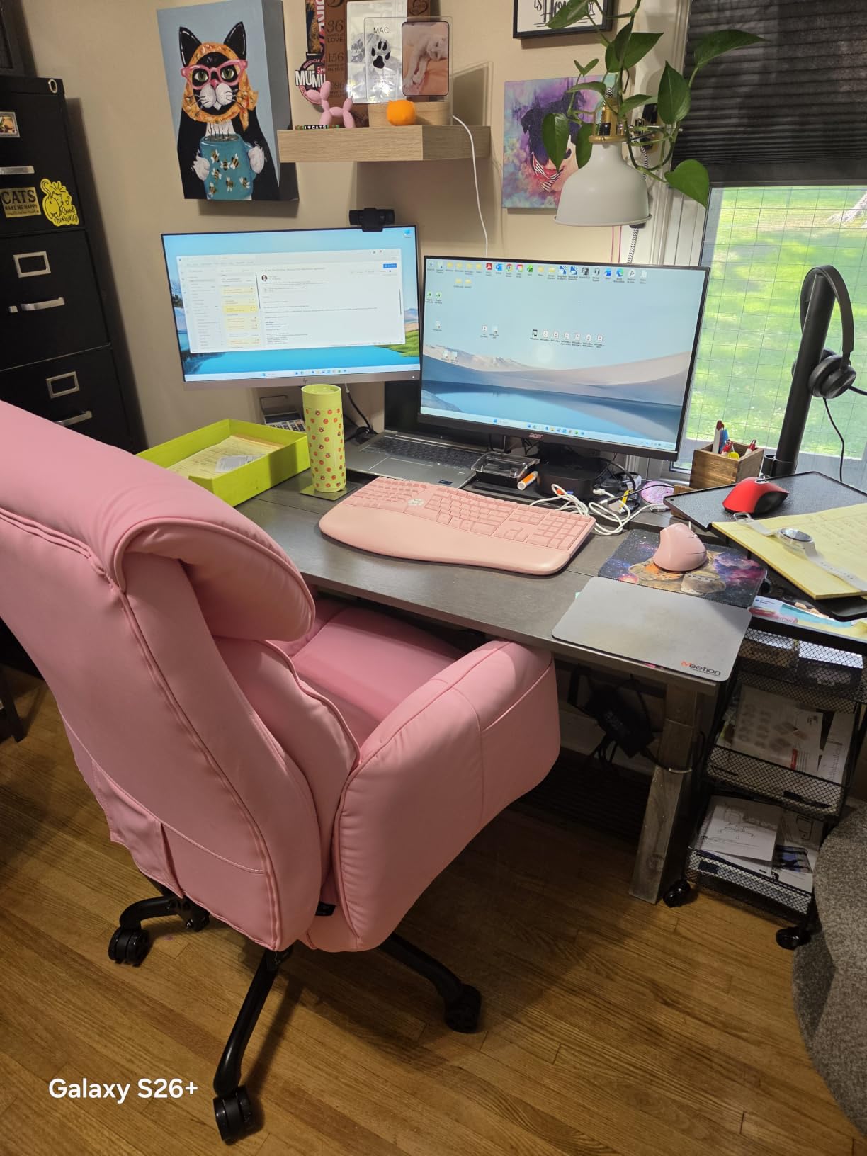 Dowinx Cross Legged Office Chair with Pivoting Armrests,Criss Cross Chair with Pocket Spring Seat & Back,Reclining Computer Gaming Chair with Footrest and Metal Base (Cream) customer photo 2
