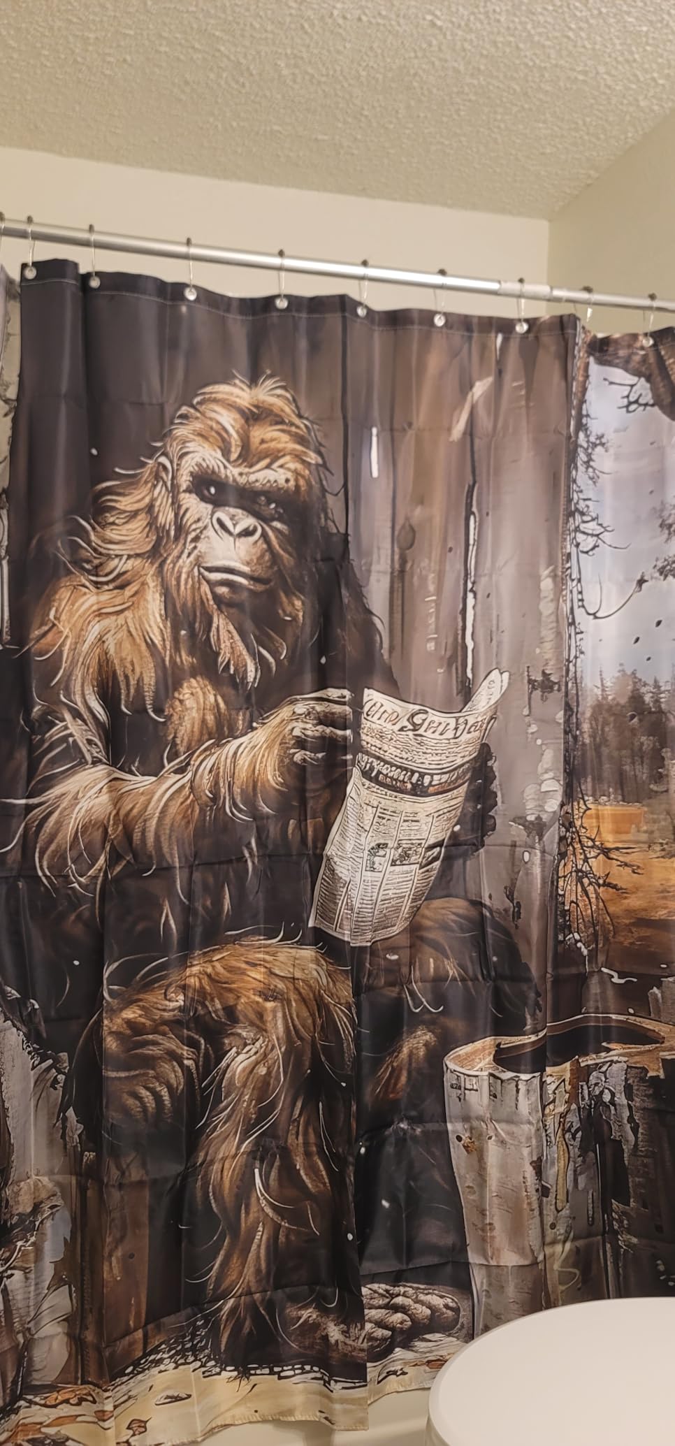 Bigfoot Sasquatch Bald Eagle Shower Curtain, American Flag Patriotic USA 4th of July Bathroom Decor, Rustic Mountain Wildlife Man Shower Curtain Set with Hooks 72X72 inchs customer photo 1