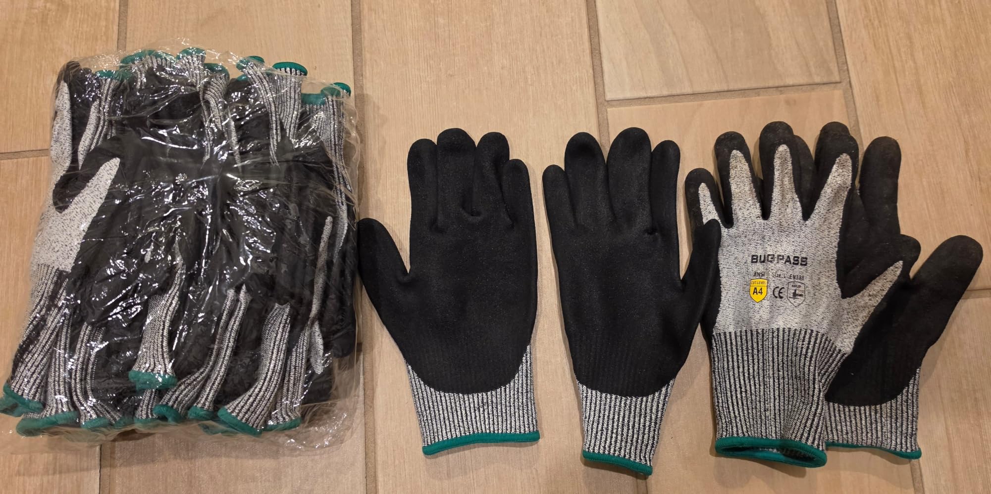 12 Pairs ANSI A4 Cut Resistant Work Gloves With Sandy Nitrile Coating, L | Abrasion and Puncture Proof, Strong Grip, Touch-screen, Durable, for Caving, WoodWorking, Construction, Glass Cutting customer photo 2