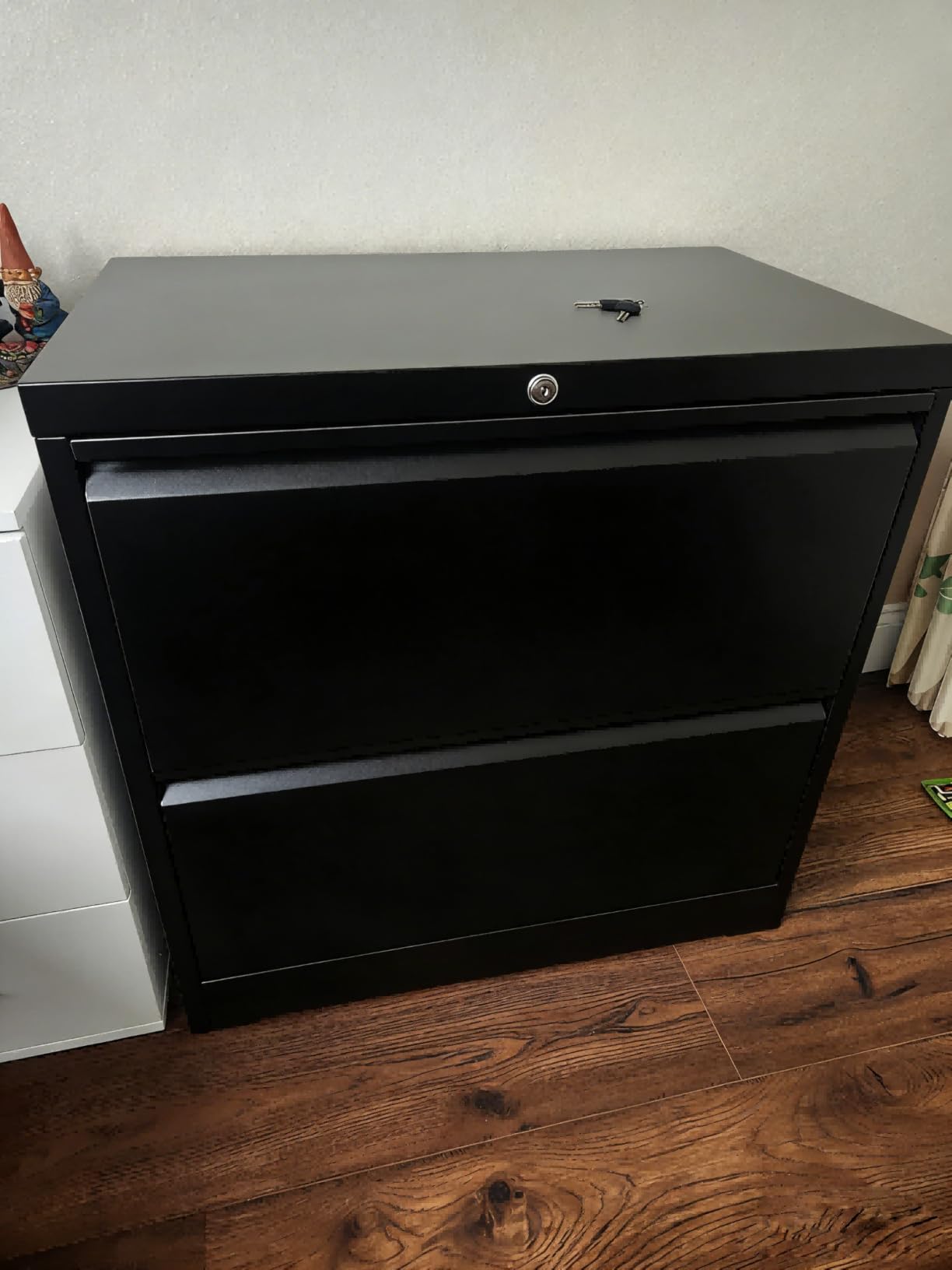 Greenvelly 2 Drawer File Cabinet, Black Lateral File Cabinet with Lock,Metal Filing Cabinet for Home Office, Lockable File Cabinets for Legal/Letter/A4/F4 Size with Hanging Files&Key customer photo 2