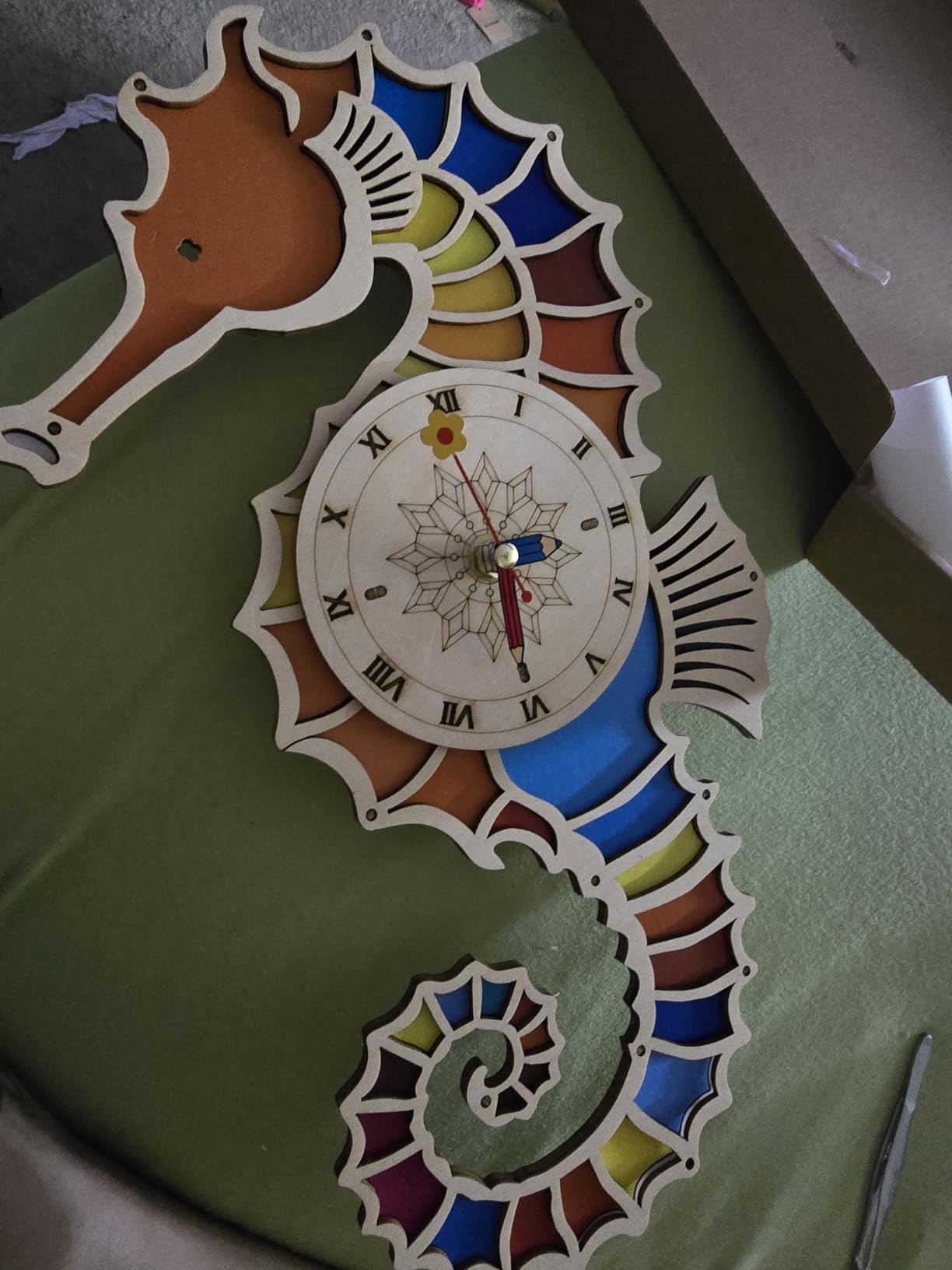 DIY Wooden Seahorse Clock Kit for Adults - 3D Puzzle Craft Set, Unique Nautical Wall Decor, and Creative Housewarming Gift for Home & Office customer photo 2