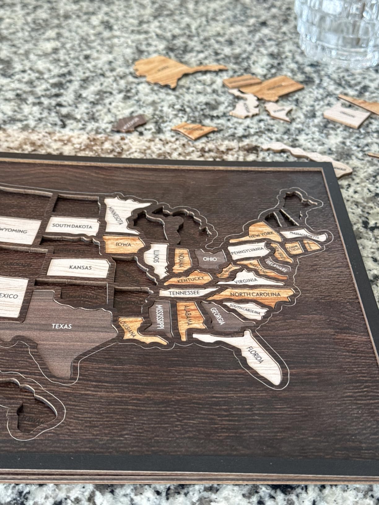 Wooden USA Travel Map Puzzle 50 States Removable Pieces Journey Tracker with Stickers Wall Art Home Decor for Couples Family Travelers RV Desktop Gift customer photo 2