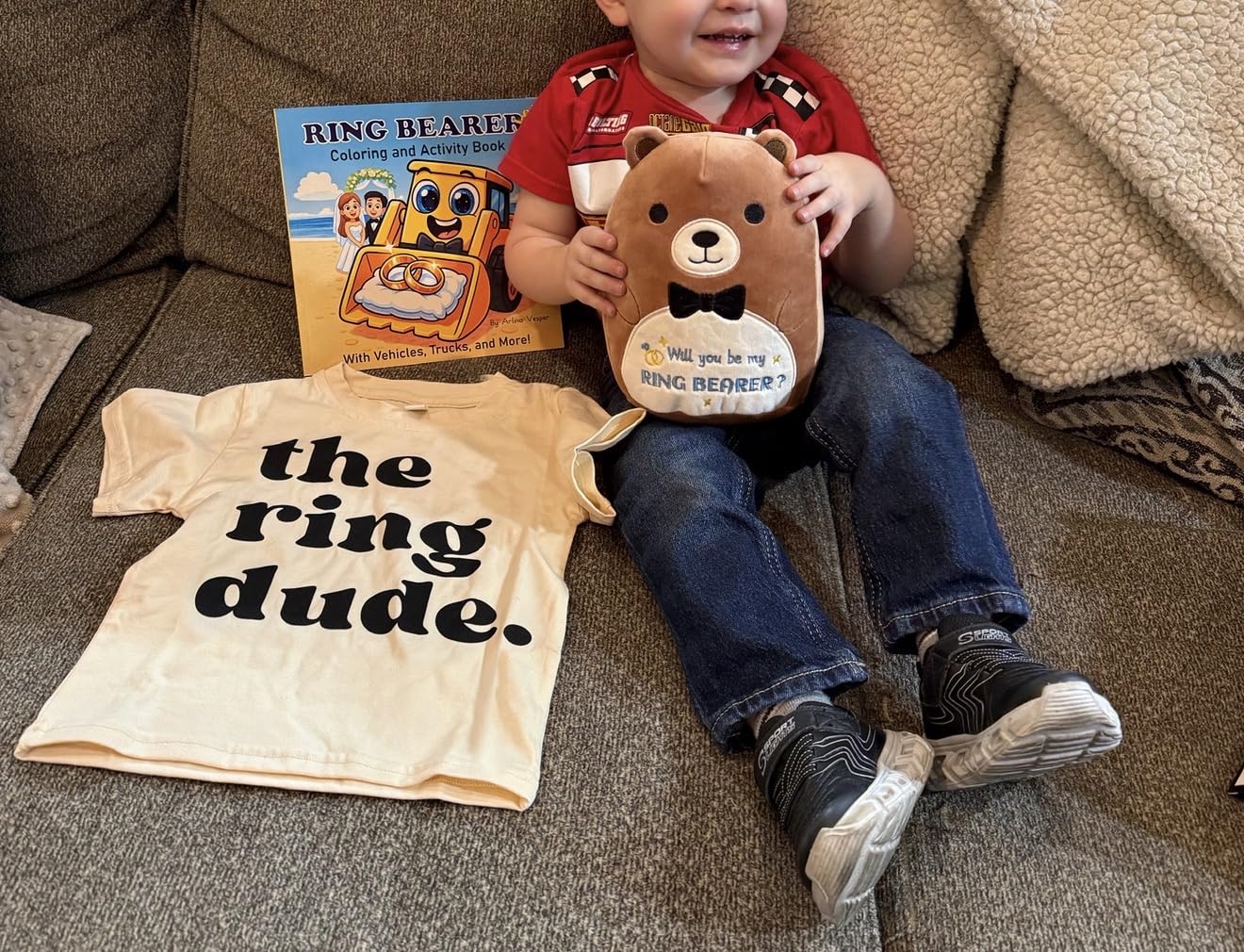 5 Pcs Ring Bearer Proposal Gifts Set - Will You Be My Ring Bearer | Gift with Ring Bearer Bear, Sunglasses, Ring Security Badge, Water Cup and Card, Ring Bearer Box Set for Boys for Wedding customer photo 1