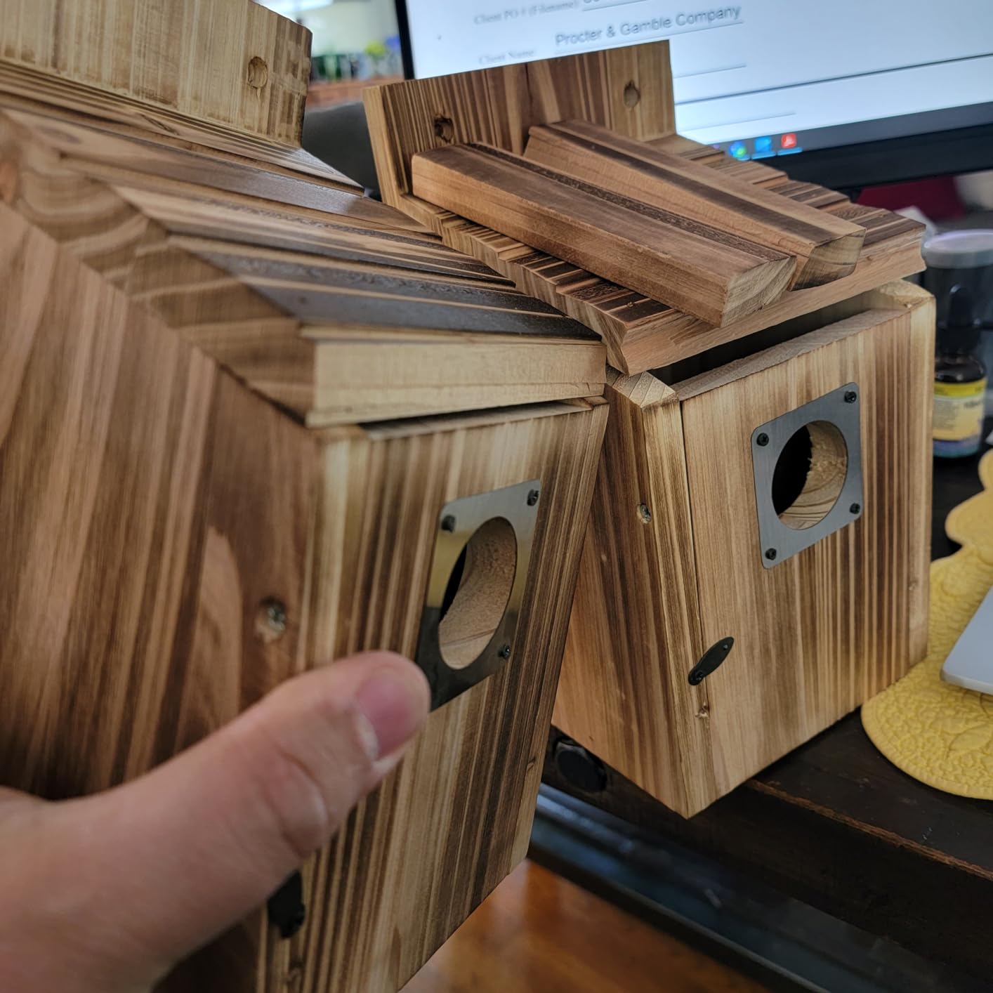 Dreyoo 4 Pack Bluebird Houses for Outside with Metal Predator Guard, 1-1/2