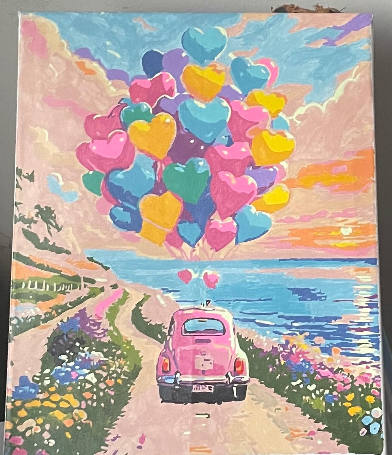 Clendo DIY Moon Paint by Numbers Kit for Adults, Landscape Adult Paint by Number Kits on Canvas Without Frame, Lake View Oil Paint by Numbers for Home Decor Gift 16” W x 20”L customer photo 1