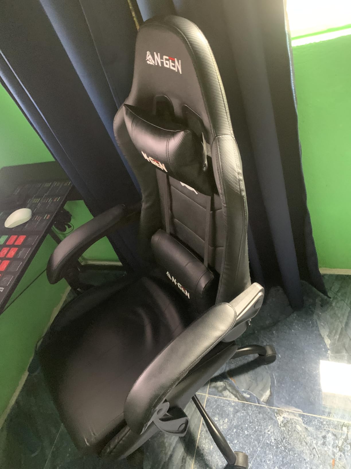 N-GEN GAMING Gaming Chair with Footrest, Lumbar, High-Back, All Black customer photo 2