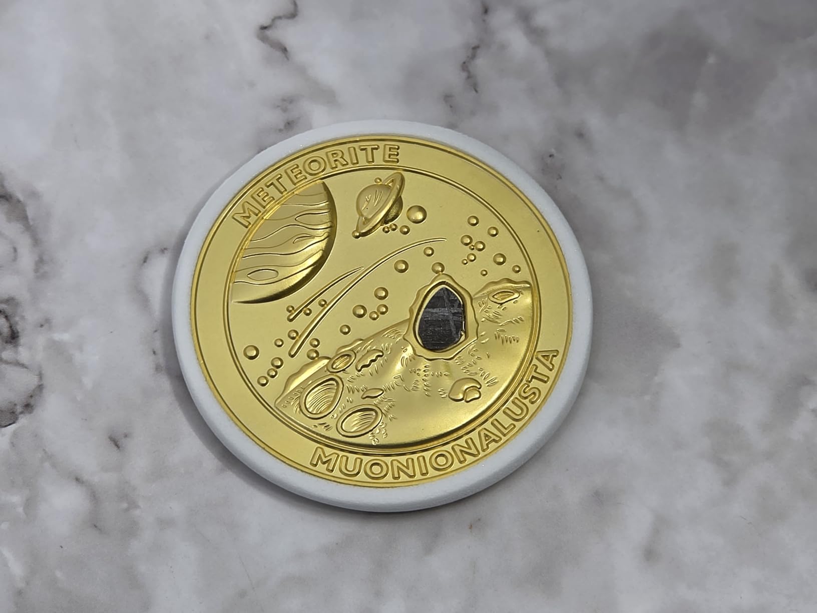 Genuine Muonionalusta Meteorite Collector Coin – Authentic Iron Meteorite Embedded, COA Included – Unique Space Gift for Collectors, Geologists & Science Enthusiasts (Bronze) customer photo 2