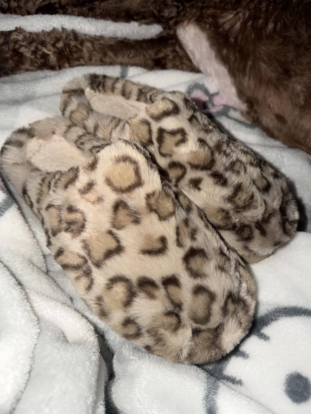 GOEWY Cheetah Print Slippers For Women, House Fuzzy Shoes with Memory Foam customer photo 2