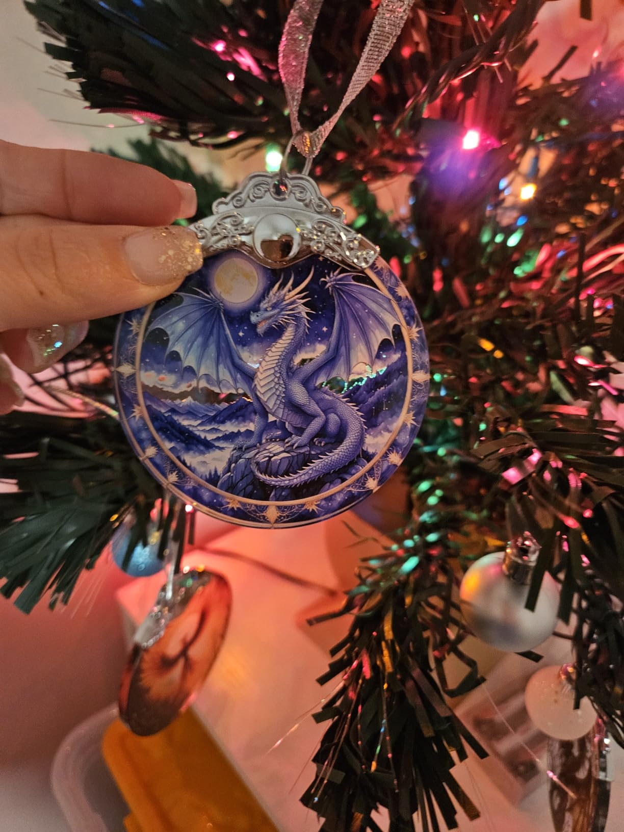 Dragonfly Tree Christmas Ornament Crystal Glass 3*3.3 IN for XmasTree Decor customer photo 1