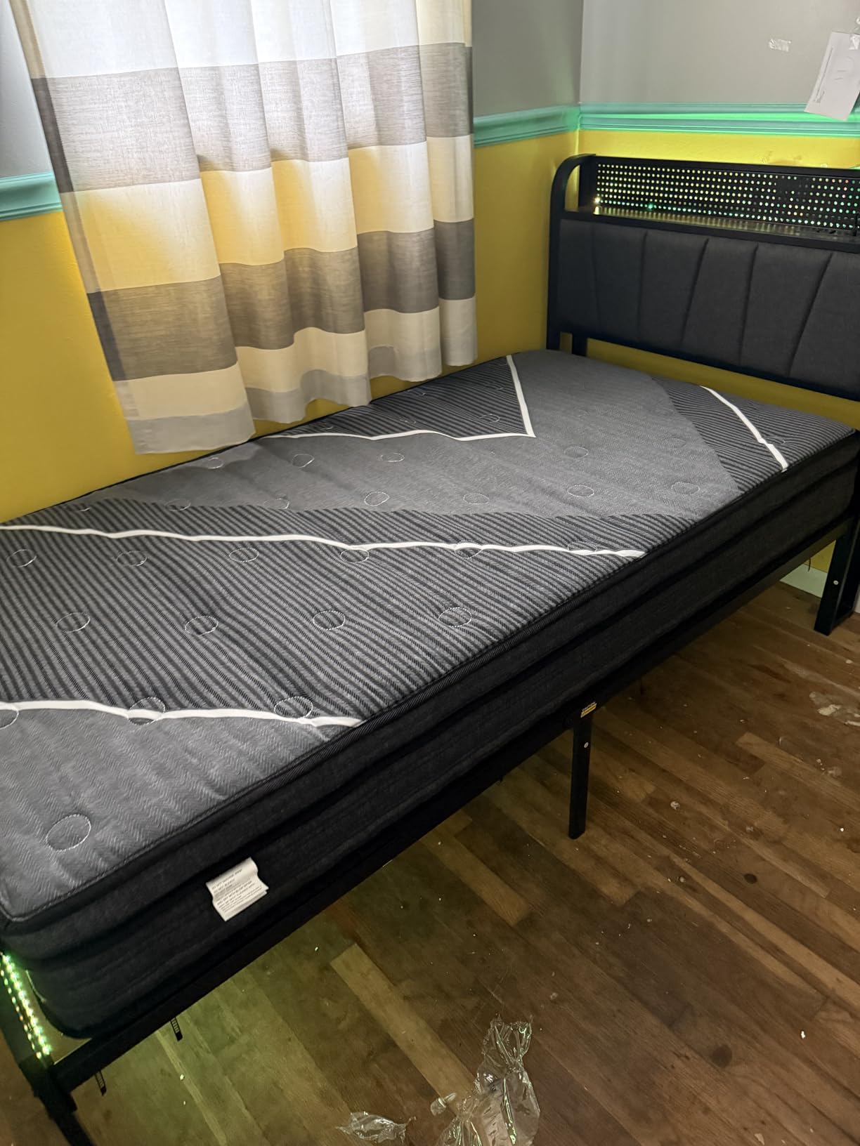 Furnulem Full Size Bed Frame with 2 Storage Drawers & Upholstered Headboard customer photo 2