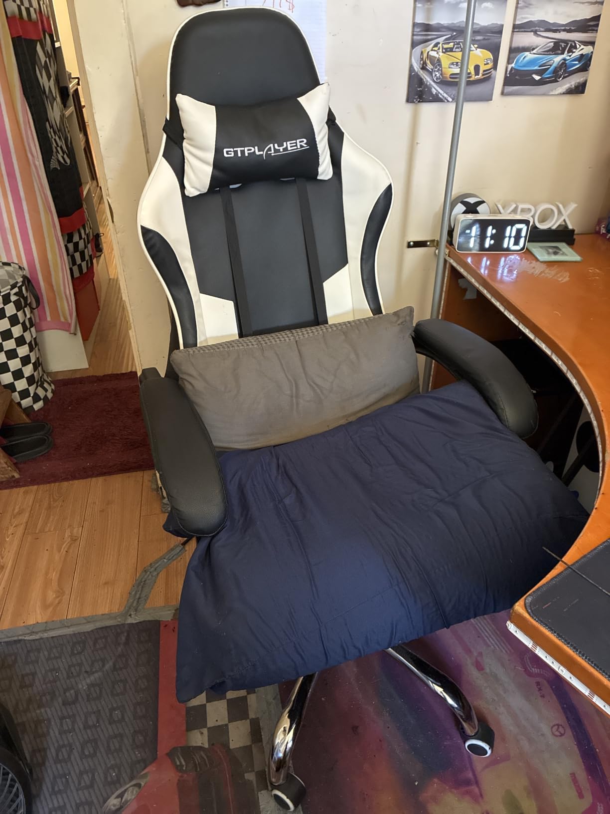 GTPLAYER Gaming Chair, Computer Chair with Footrest and Lumbar Support, Height Adjustable Game Chair with 360°-Swivel Seat and Headrest and for Office or Gaming (All Black-Fabric) customer photo 2