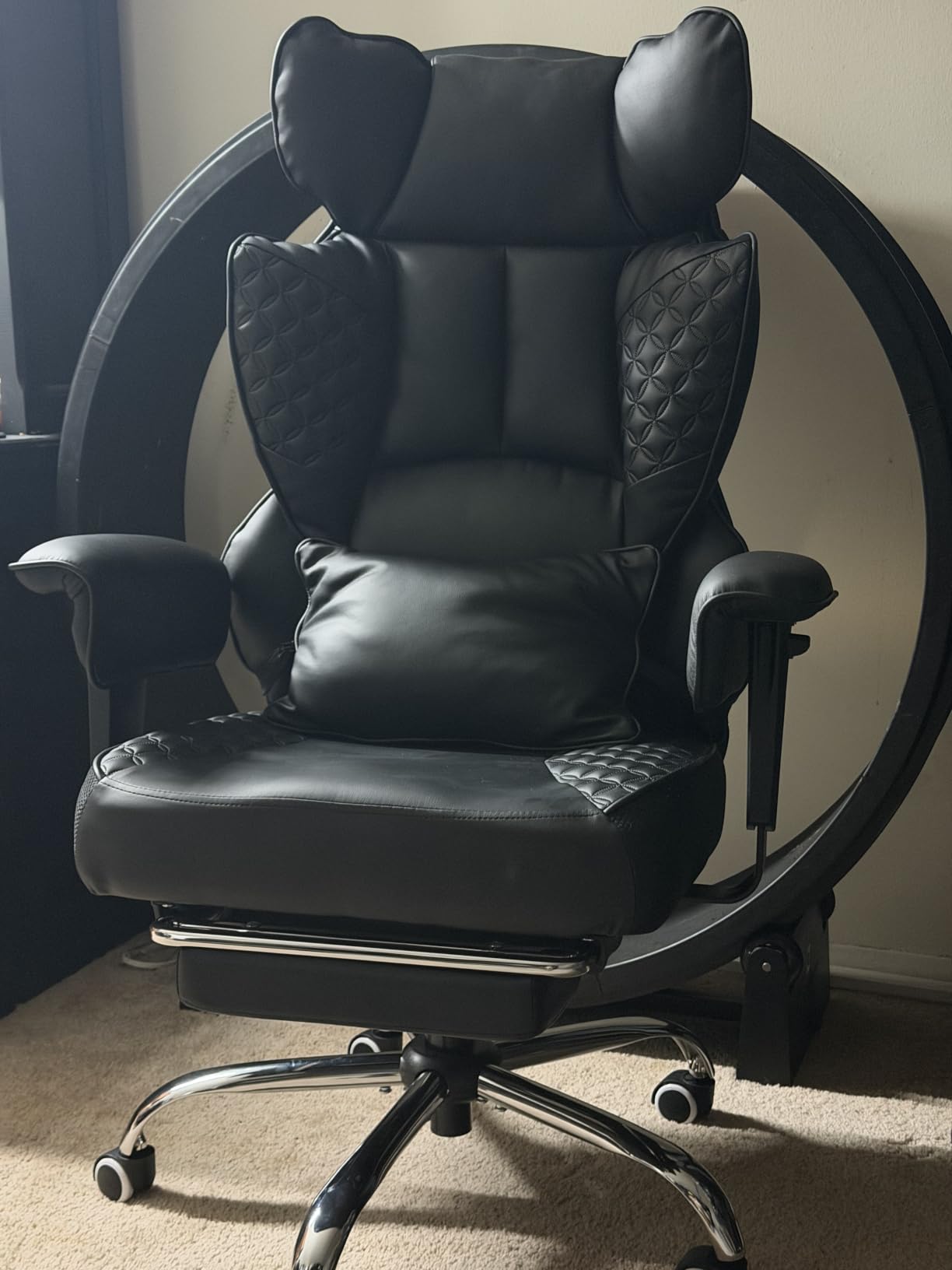 GTPLAYER Big and Tall Gaming Chair 400lbs Heavy Duty Office Chair with Footrest, High Back Pocket Spring Lumbar Support, Ergonomic Wide Comfy Seated Cushion for Lower Back Pain Relief, Carbon-Black customer photo 1