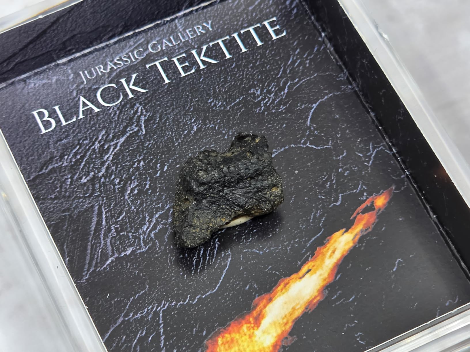 Authentic Black Tektite Gift Box 790,000 Year Old Meteorite Impact Glass Specimen in Lucite Case, Southeast Asia customer photo 2