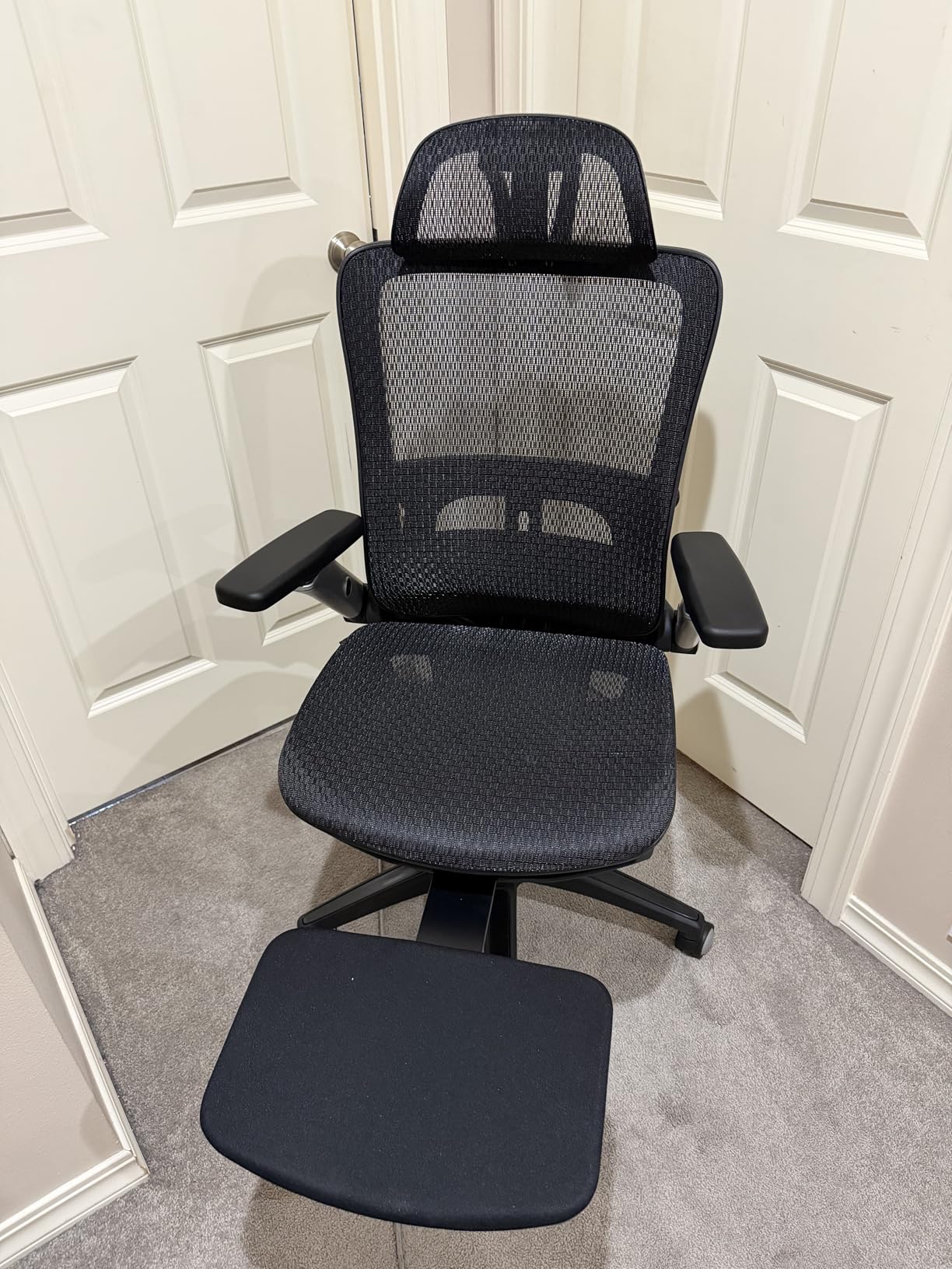 COLAMY Office Chair for Long Hours, Easy Wire-Control Desk Chair with Sliding Seat Depth & Thick Padded Lumbar Support, Heavy Duty 300 LBS High Back Mesh Computer Chair for Home Workstation, Brown customer photo 1