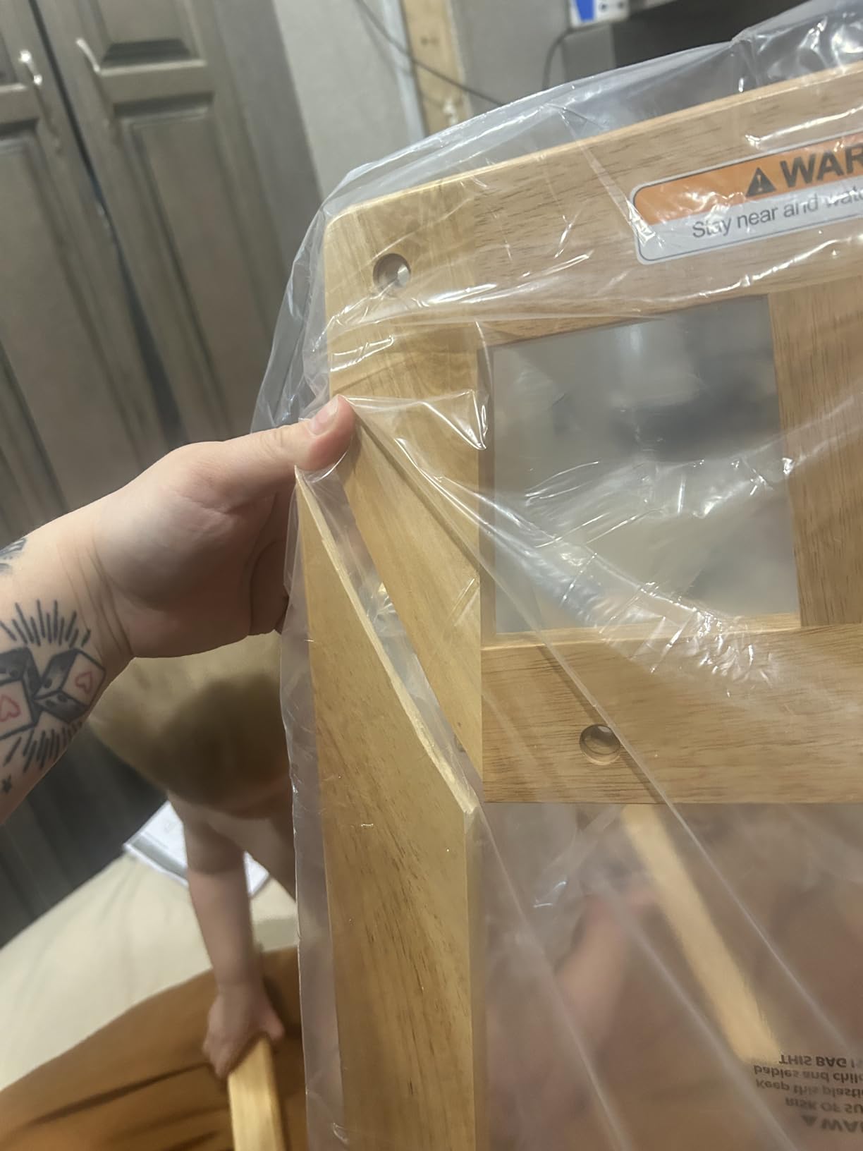 Winco Unassembled Wooden High Chair, Natural,Tan, Medium customer photo 2