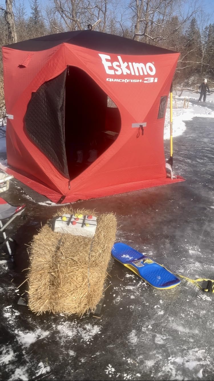 Eskimo 69445 Quickfish 3i Insulated Pop-Up Portable Hub-Style Ice Fishing Shelter, 34 Square Feet of Fishable Area, 3 Person Shelter, Red customer photo 1