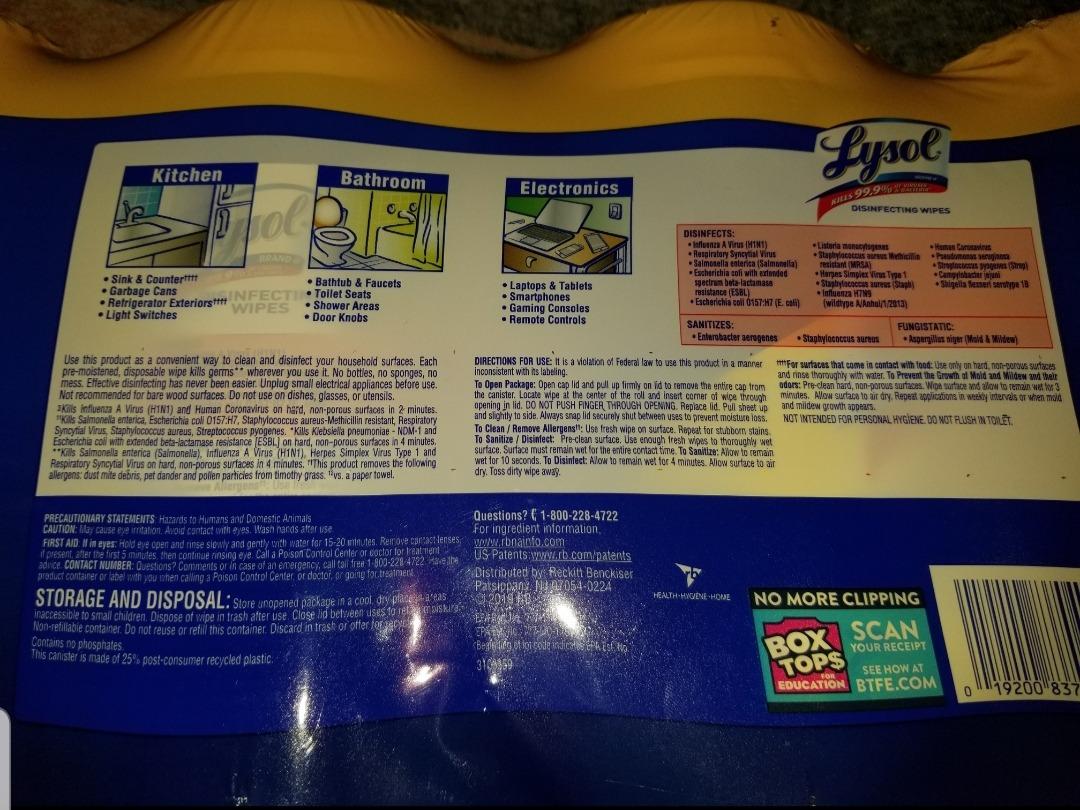 Lysol Disinfecting Wipes, Multi-Surface Cleaner, Lemon, 80 ct. (4 Pack) customer photo 2