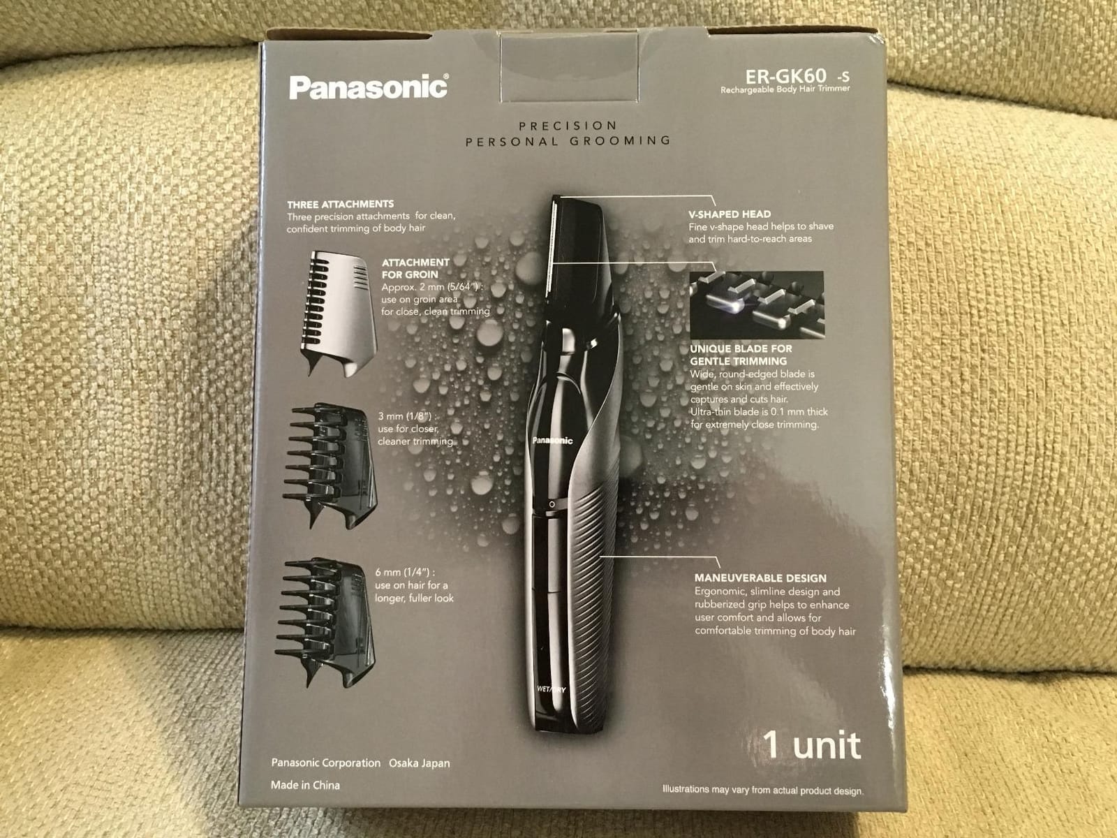 Panasonic Electric Body Trimmer for Men, Cordless Washable Wet Dry Groomer with 3 Comb Attachments, Black ER-GK60-S customer photo 1