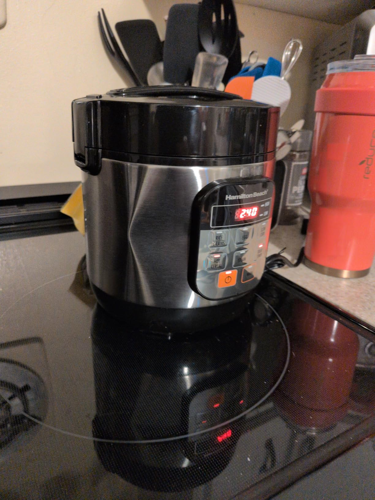 Hamilton Beach Digital Programmable Rice Cooker & Food Steamer, 8 Cups Cooked (4 Uncooked), With Steam & Rinse Basket, Stainless Steel (37518) customer photo 1