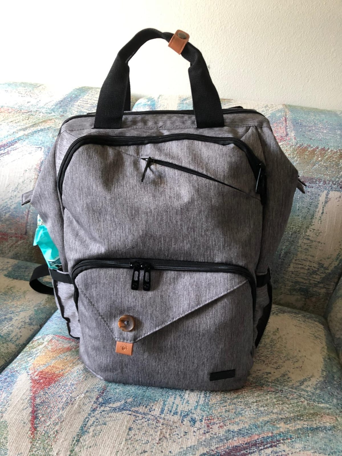 Hap Tim Diaper Bag Backpack,Large Capacity Travel Back Pack Maternity Baby Nappy Changing Bags, Double Compartments with Stroller Straps,Waterproof,Black (US7340-DG) customer photo 2